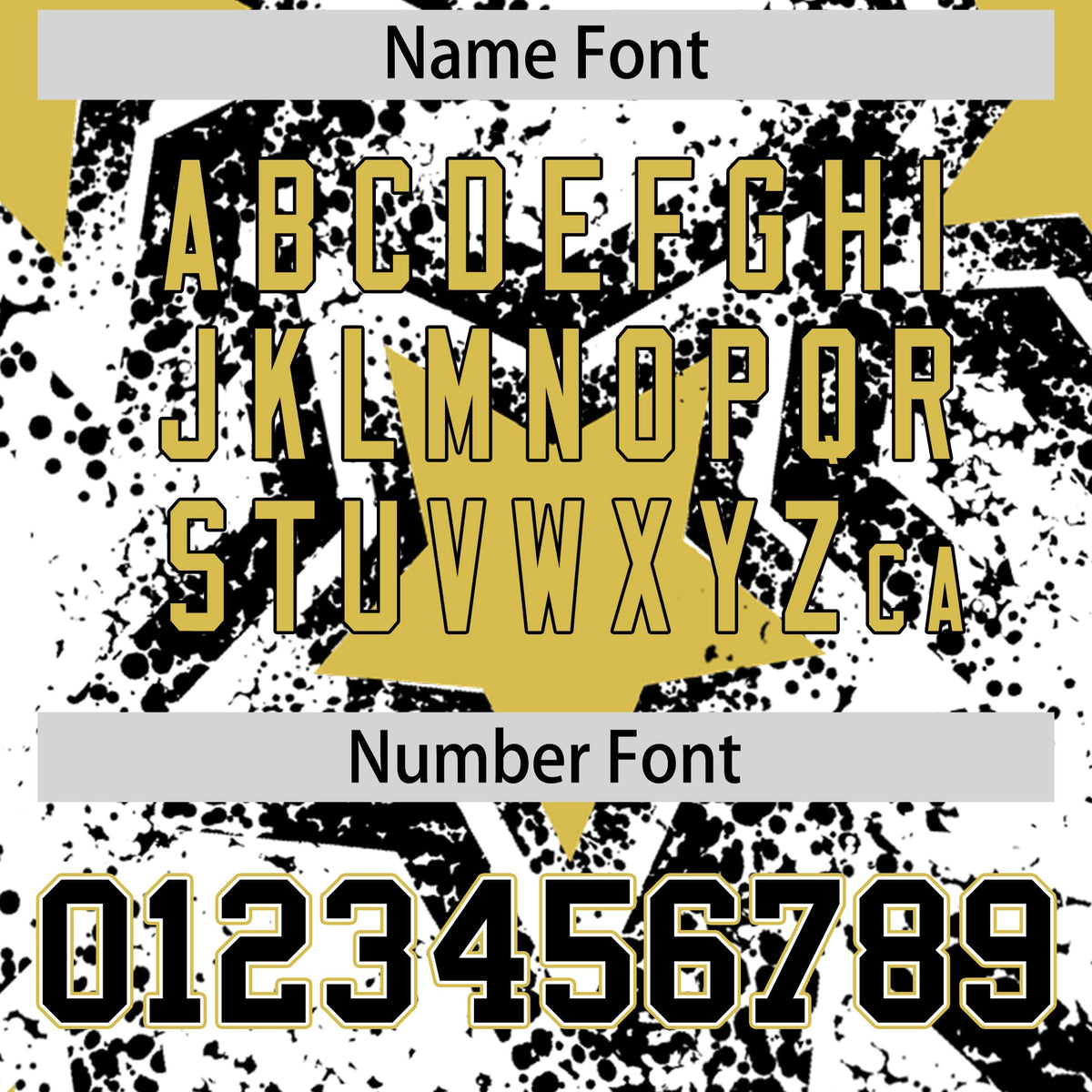 Custom White Black Old Gold Star Graffiti Team Baseball Jerseys With Custom Names, Numbers & Logos Stretch Fabric Baseball Jersey| KXKSHOP