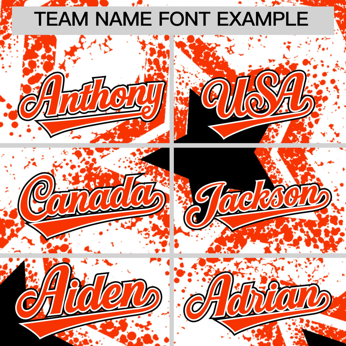Custom White Black Orange Star Graffiti Team Baseball Jerseys With Custom Names, Numbers & Logos Lightweight Baseball Jersey| KXKSHOP