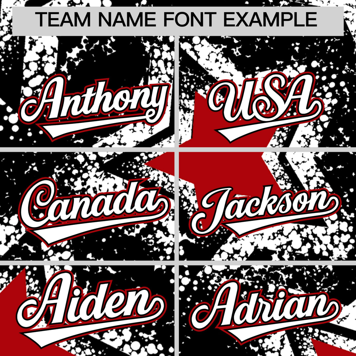 Custom Black White Red Star Graffiti Team Baseball Jerseys With Custom Names, Numbers & Logos Lightweight Baseball Jersey| KXKSHOP