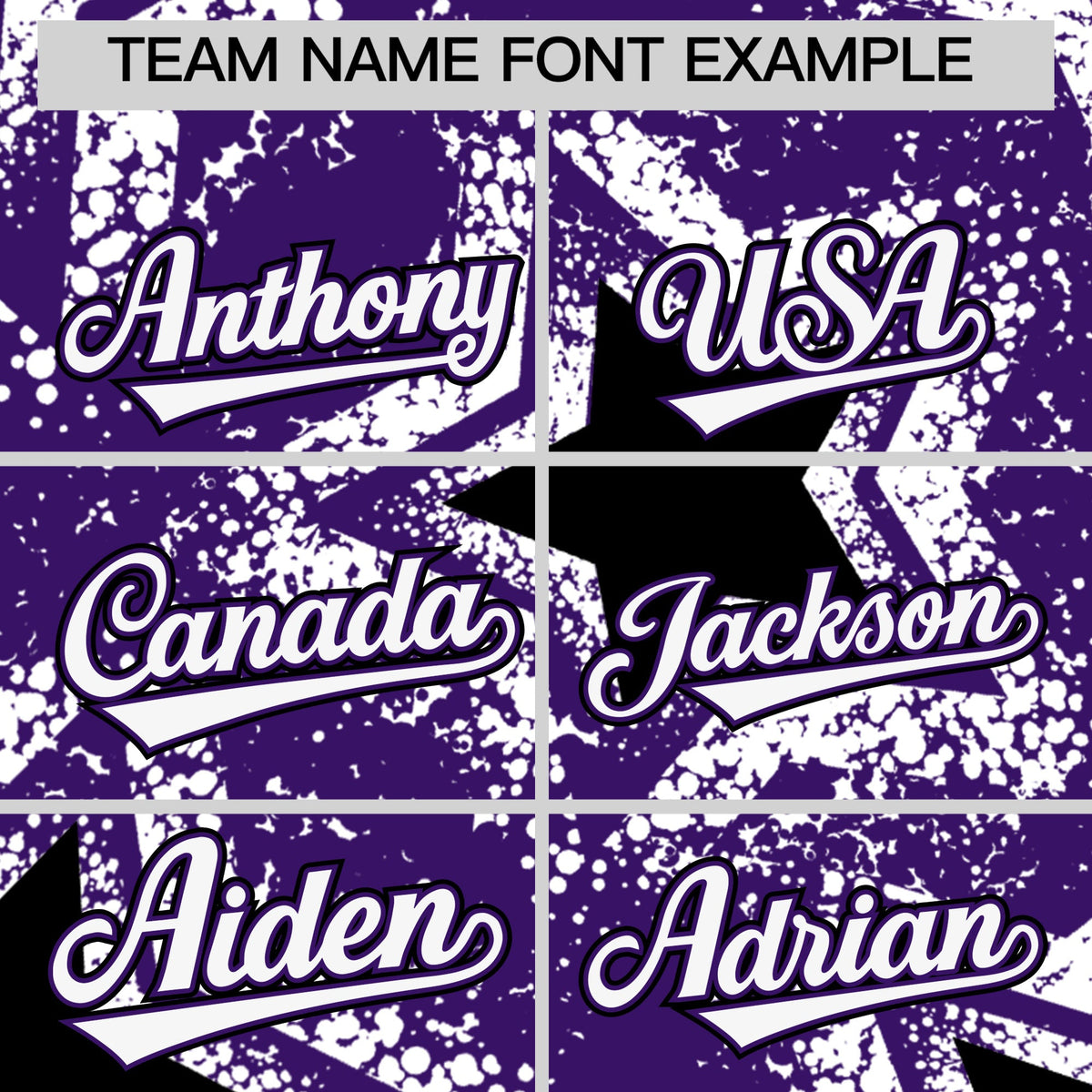 Custom Purple White Black Star Graffiti Team Baseball Jerseys With Custom Names, Numbers & Logos Lightweight Baseball Jersey| KXKSHOP