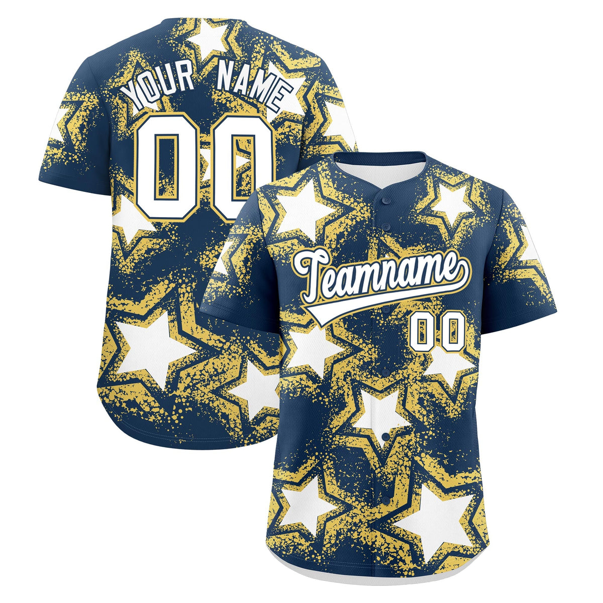 Custom Midnight Blue Khaki White Star Graffiti Team Baseball Jerseys With Custom Names, Numbers & Logos Lightweight Baseball Jersey| KXKSHOP