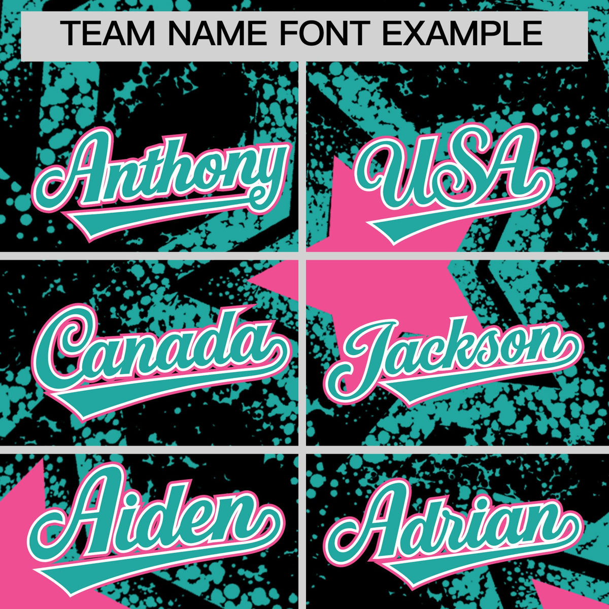Custom Black Aqua Pink Star Graffiti Team Baseball Jerseys With Custom Names, Numbers & Logos Lightweight Baseball Jersey| KXKSHOP