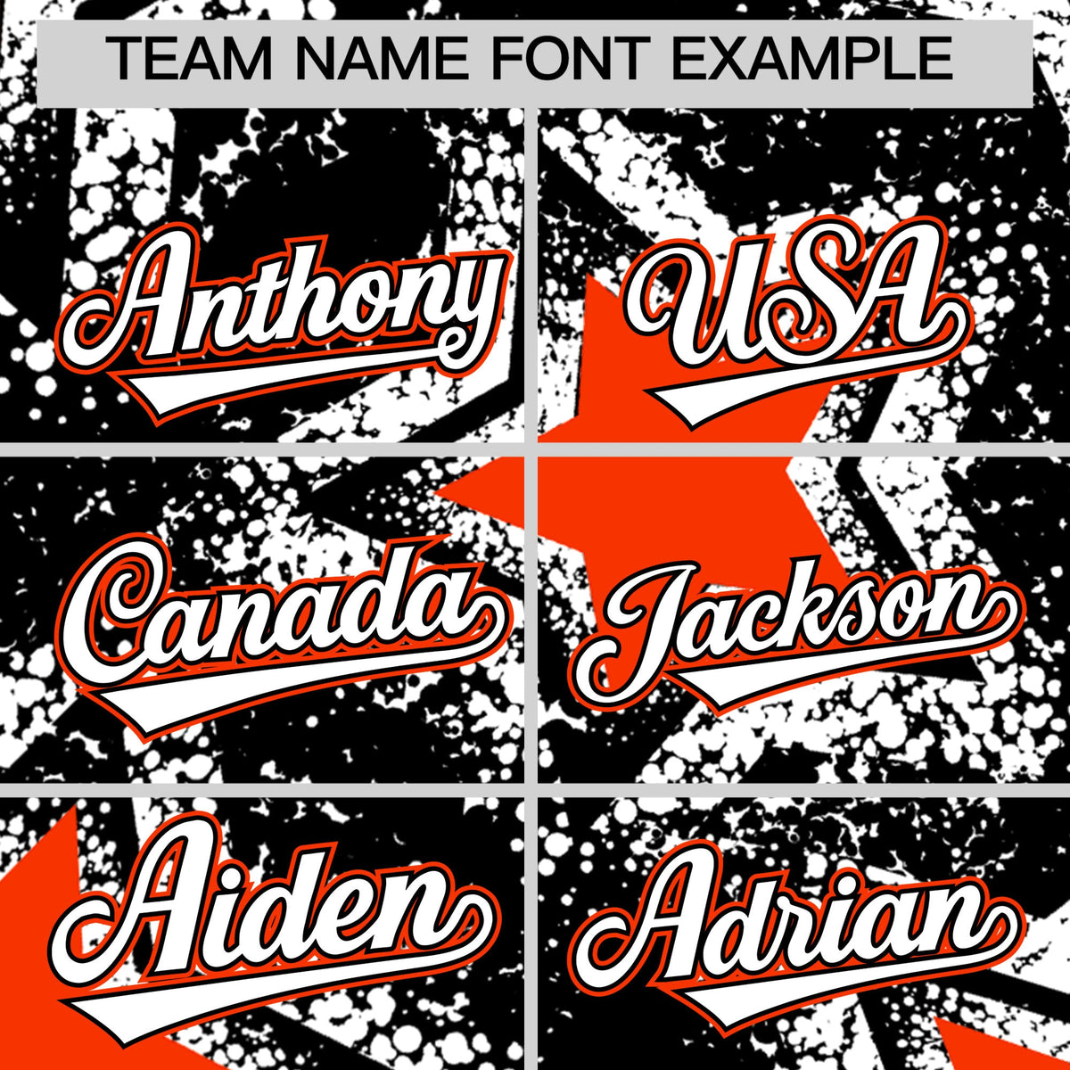 Custom Black White Orange Star Graffiti Team Baseball Jerseys With Custom Names, Numbers & Logos Lightweight Baseball Jersey| KXKSHOP