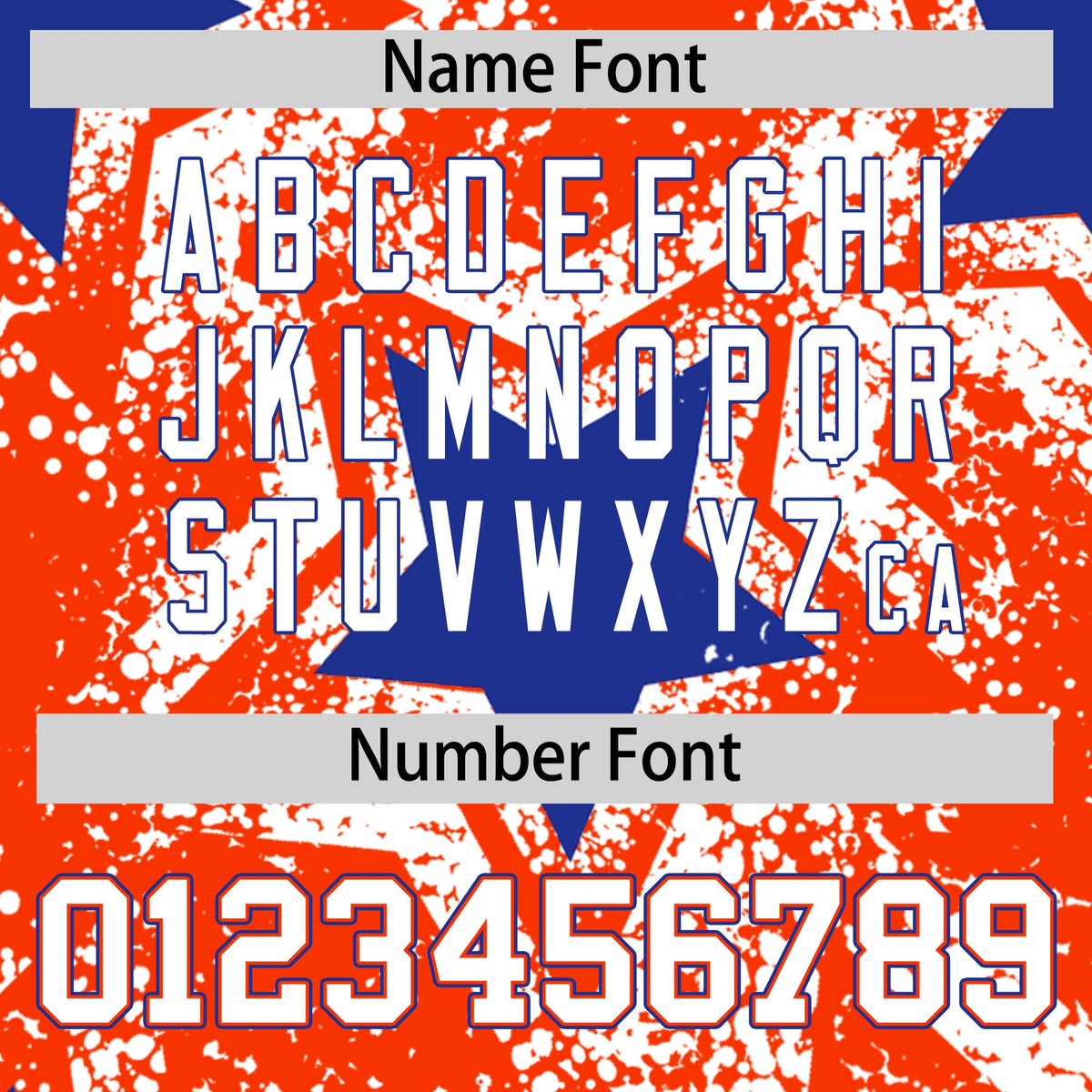 Custom Orange White Royal Blue Star Graffiti Team Baseball Jerseys With Custom Names, Numbers & Logos Lightweight Baseball Jersey| KXKSHOP