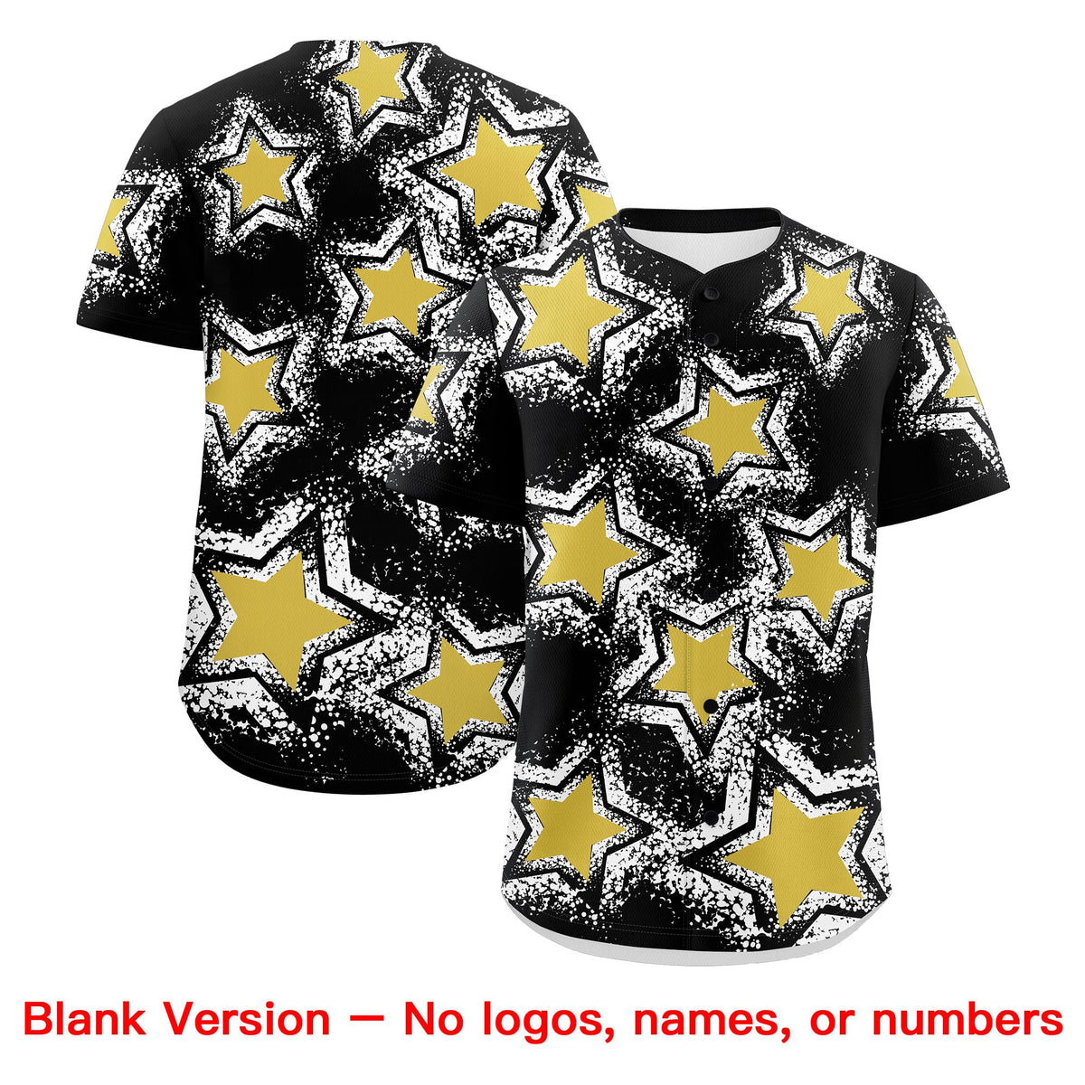 Custom Black White Old Gold Star Graffiti Team Baseball Jerseys With Custom Names, Numbers & Logos Lightweight Baseball Jersey| KXKSHOP