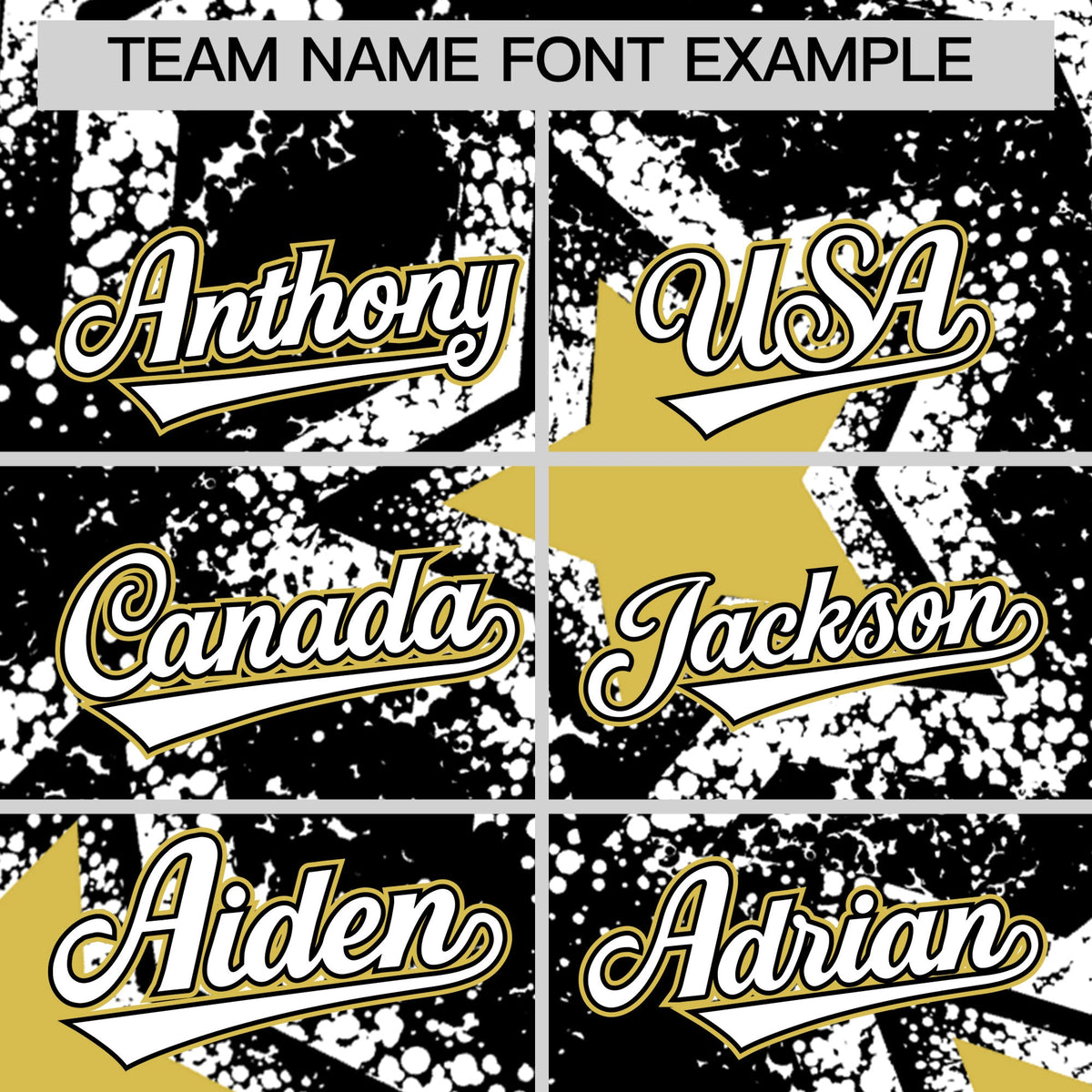 Custom Black White Old Gold Star Graffiti Team Baseball Jerseys With Custom Names, Numbers & Logos Lightweight Baseball Jersey| KXKSHOP