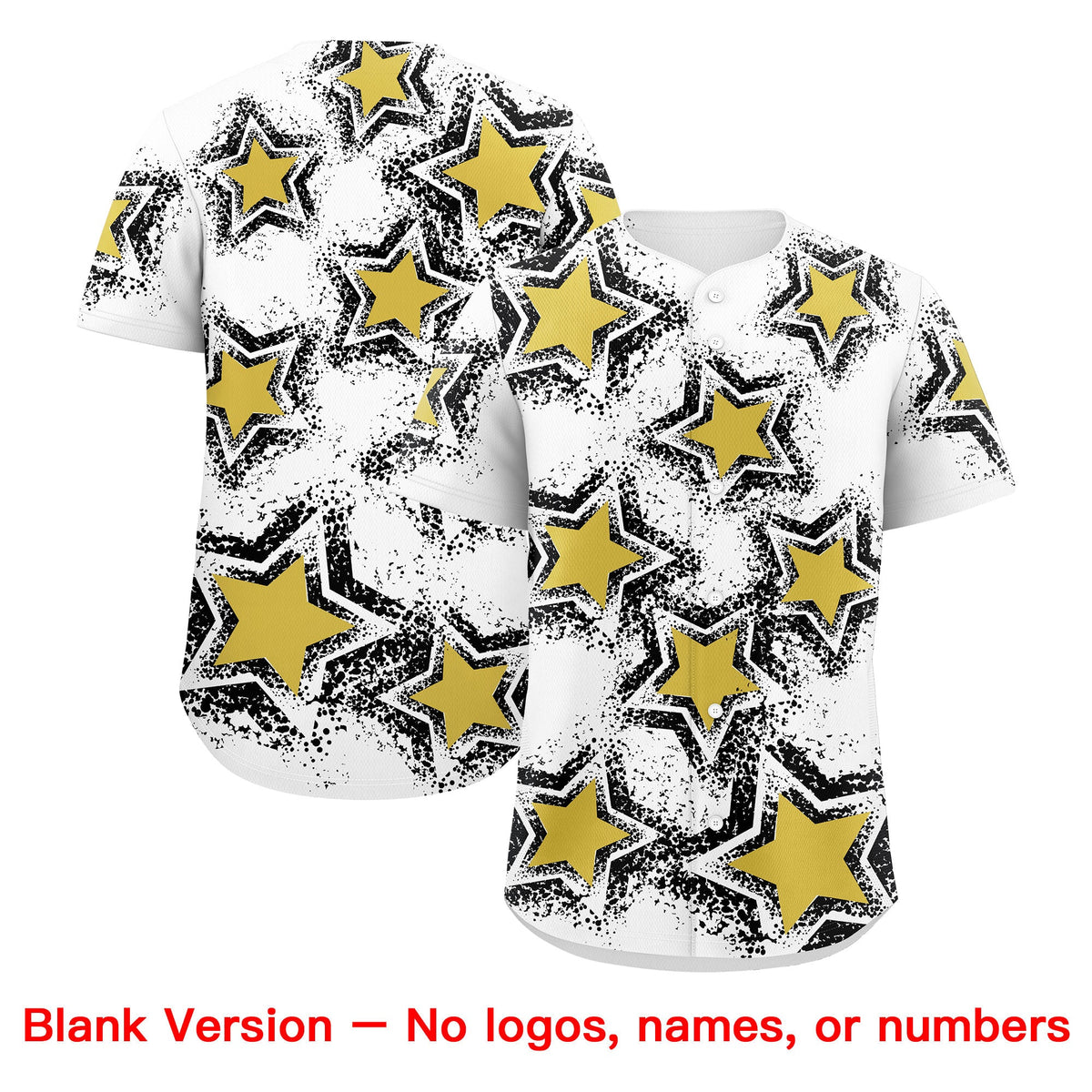 Custom White Black Old Gold Star Graffiti Team Baseball Jerseys With Custom Names, Numbers & Logos Stretch Fabric Baseball Jersey| KXKSHOP