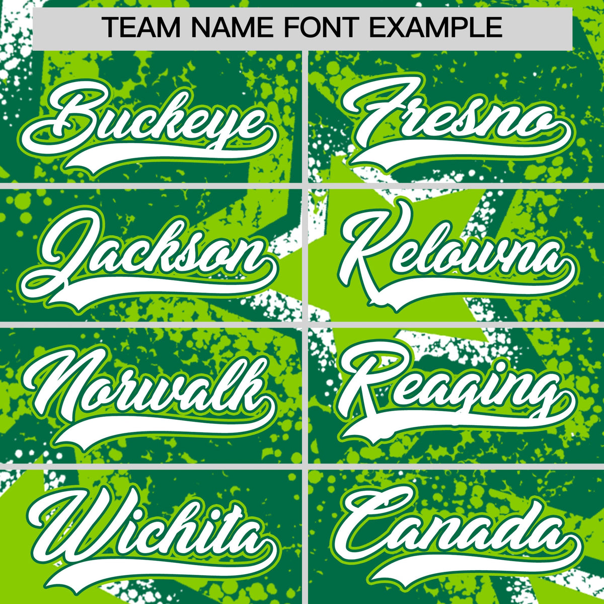 Custom Kelly Green Neon Green White Star Graffiti Team Baseball Jerseys With Custom Names, Numbers & Logos Stretch Fabric Baseball Jersey| KXKSHOP