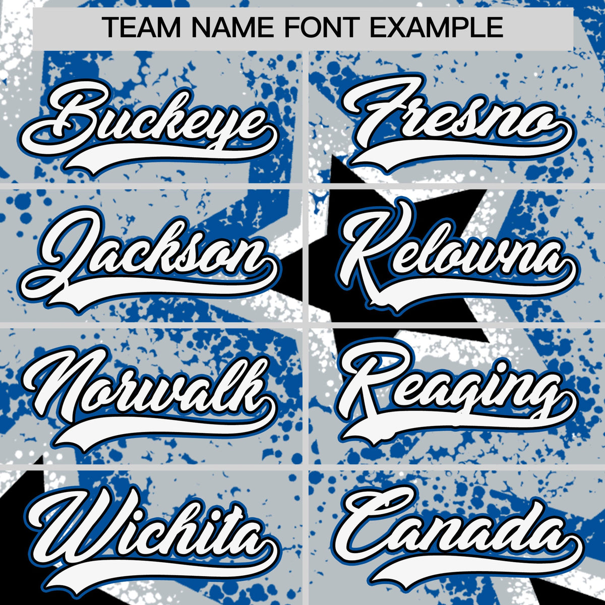 Custom Silver Black Royal Star Graffiti Team Baseball Jerseys With Custom Names, Numbers & Logos Lightweight Baseball Jersey| KXKSHOP