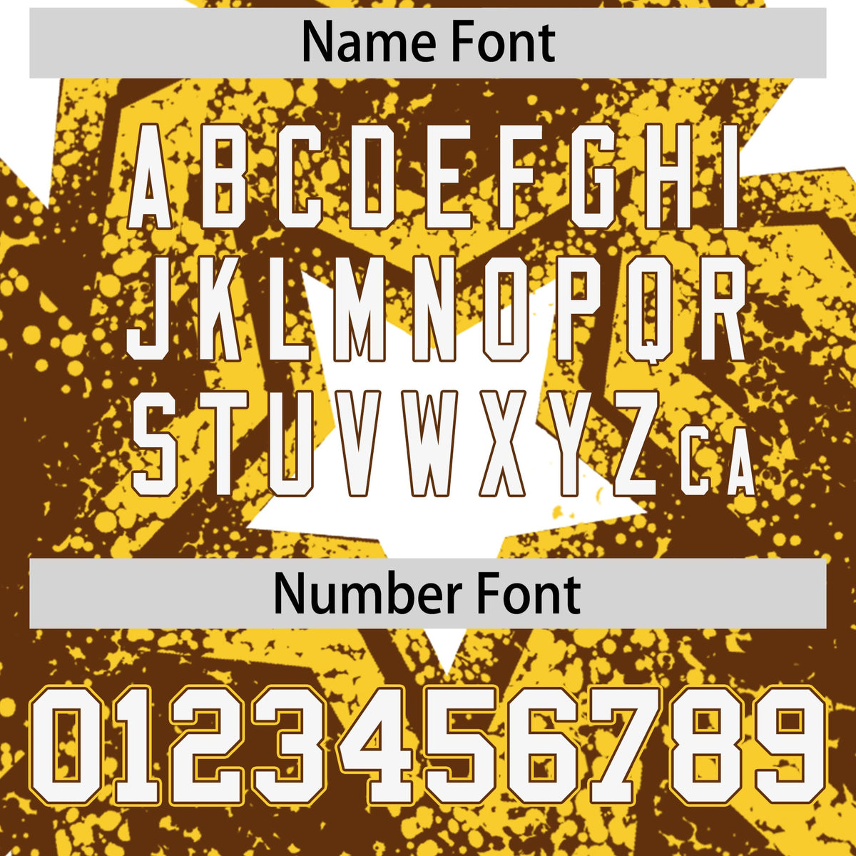 Custom Brown Gold White Star Graffiti Team Baseball Jerseys With Custom Names, Numbers & Logos Stretch Fabric Baseball Jersey| KXKSHOP
