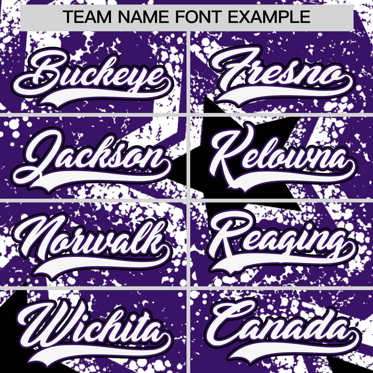 Custom Purple White Black Star Graffiti Team Baseball Jerseys With Custom Names, Numbers & Logos Lightweight Baseball Jersey| KXKSHOP