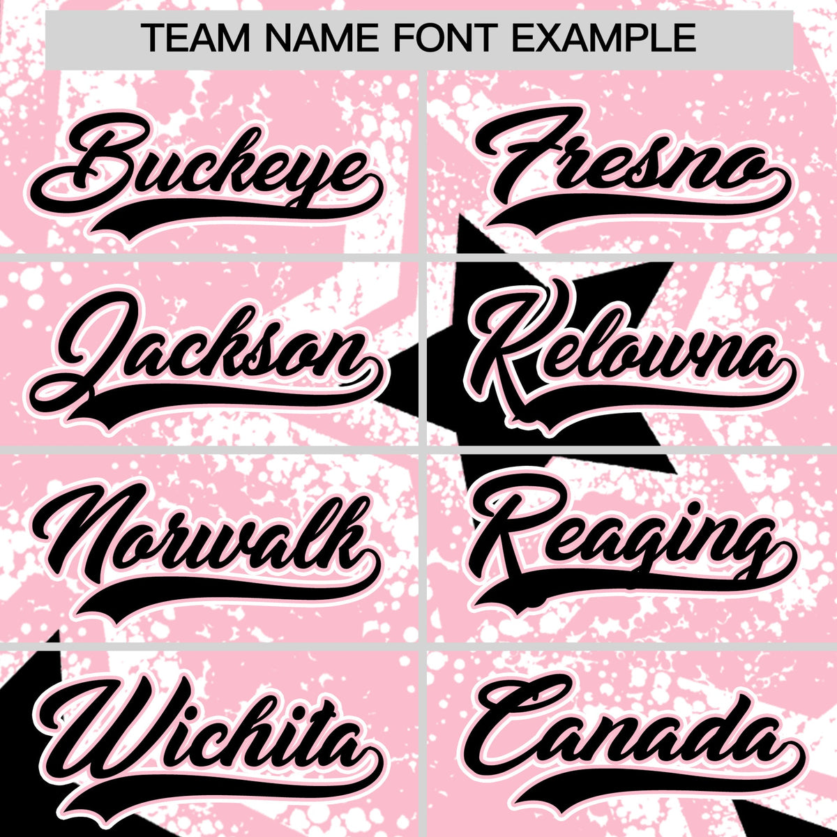 Custom Light Pink White Black Star Graffiti Team Baseball Jerseys With Custom Names, Numbers & Logos Stretch Fabric Baseball Jersey| KXKSHOP