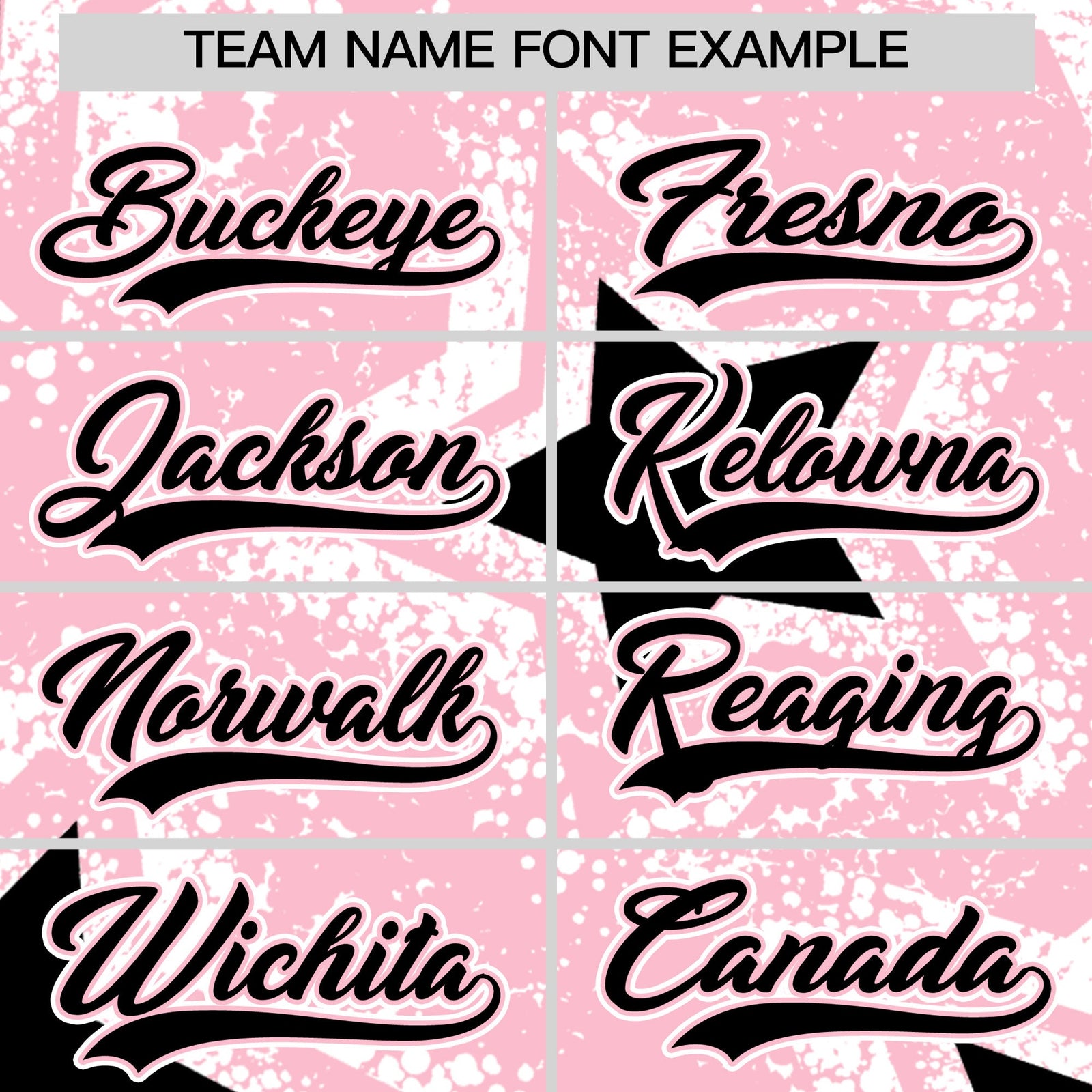 Custom Light Pink White Black Star Graffiti Team Baseball Jerseys With Custom Names, Numbers & Logos Stretch Fabric Baseball Jersey| KXKSHOP