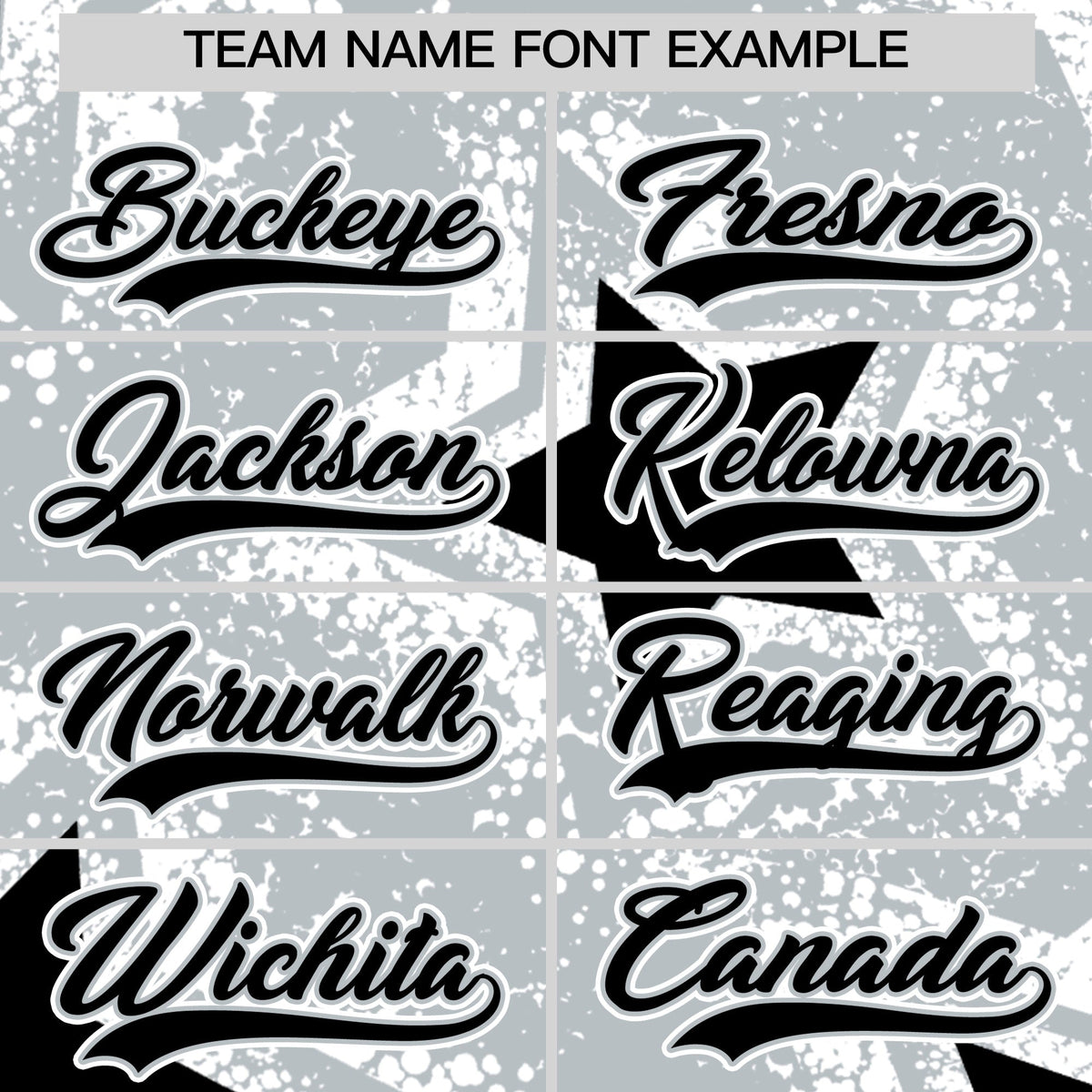 Custom Silver Black White Star Graffiti Team Baseball Jerseys With Custom Names, Numbers & Logos Stretch Fabric Baseball Jersey| KXKSHOP