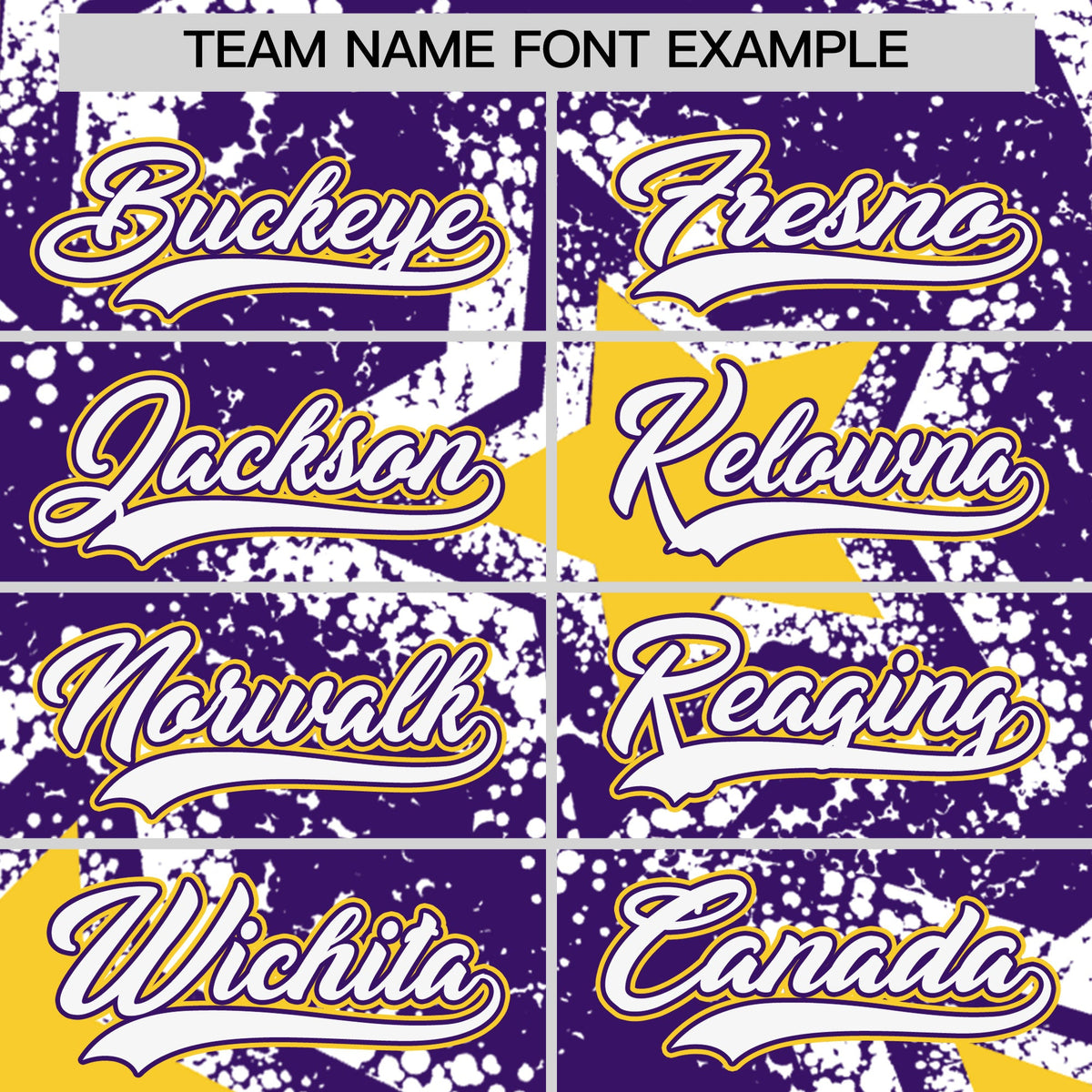 Custom Purple White Gold Star Graffiti Team Baseball Jerseys With Custom Names, Numbers & Logos Lightweight Baseball Jersey| KXKSHOP