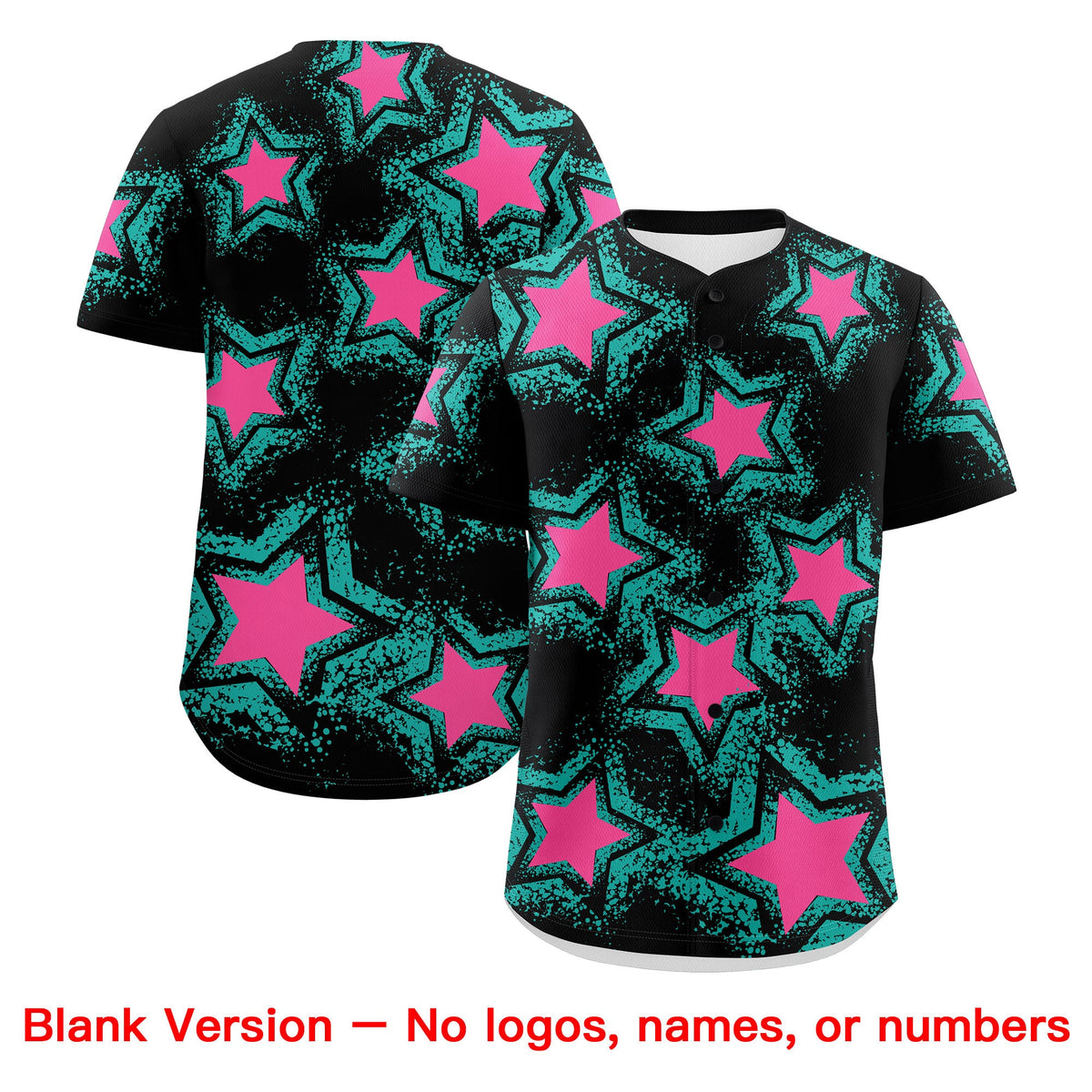 Custom Black Aqua Pink Star Graffiti Team Baseball Jerseys With Custom Names, Numbers & Logos Lightweight Baseball Jersey| KXKSHOP