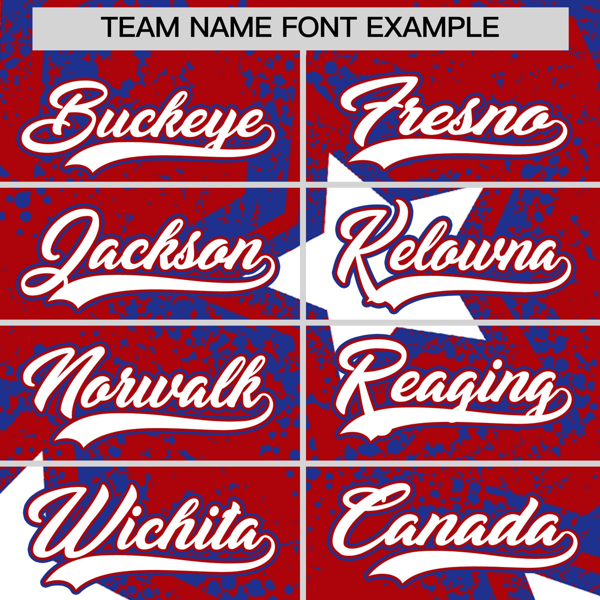 Custom Red Royal Blue White Star Graffiti Team Baseball Jerseys With Custom Names, Numbers & Logos Lightweight Baseball Jersey| KXKSHOP