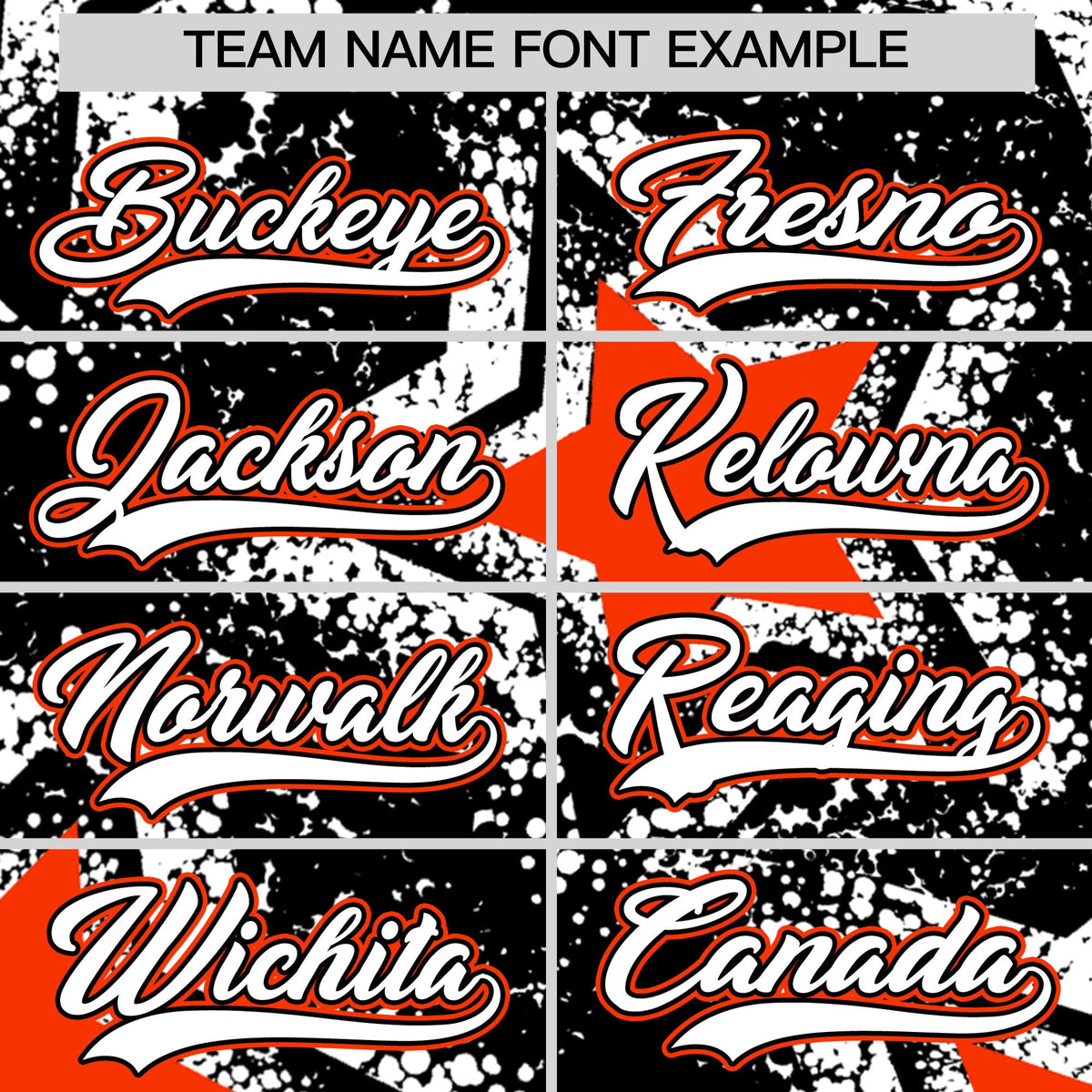 Custom Black White Orange Star Graffiti Team Baseball Jerseys With Custom Names, Numbers & Logos Lightweight Baseball Jersey| KXKSHOP