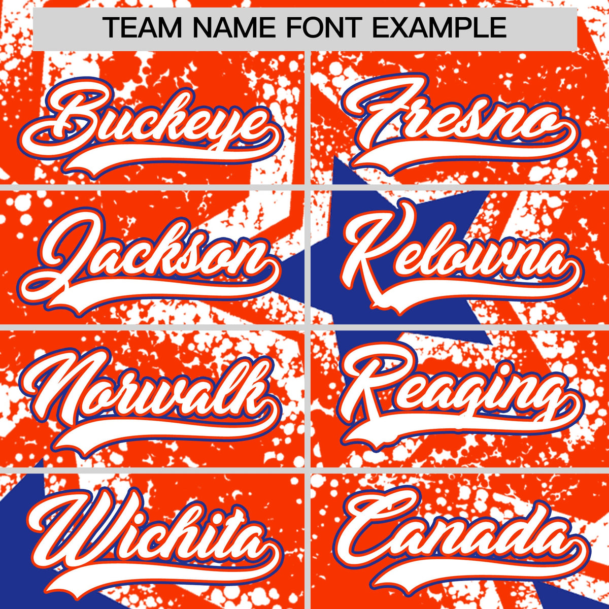 Custom Orange White Royal Blue Star Graffiti Team Baseball Jerseys With Custom Names, Numbers & Logos Lightweight Baseball Jersey| KXKSHOP