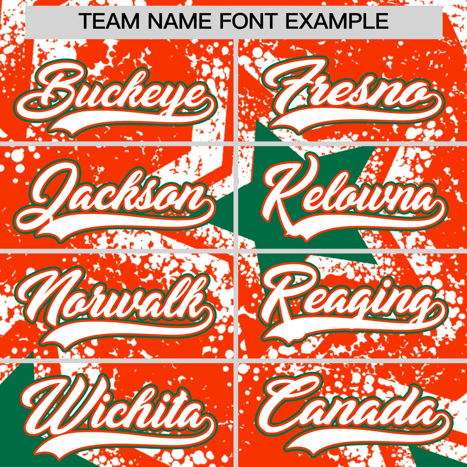Custom Orange White Kelly Green Star Graffiti Team Baseball Jerseys With Custom Names, Numbers & Logos Lightweight Baseball Jersey| KXKSHOP