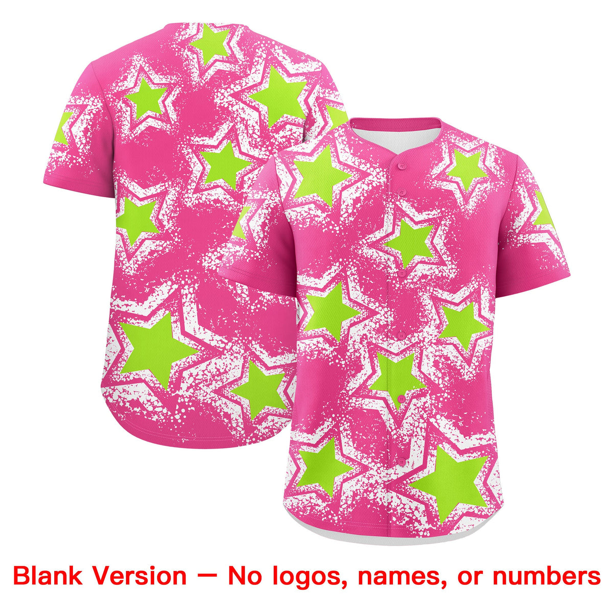 Custom Pink White Neon Green Star Graffiti Team Baseball Jerseys With Custom Names, Numbers & Logos Lightweight Baseball Jersey| KXKSHOP