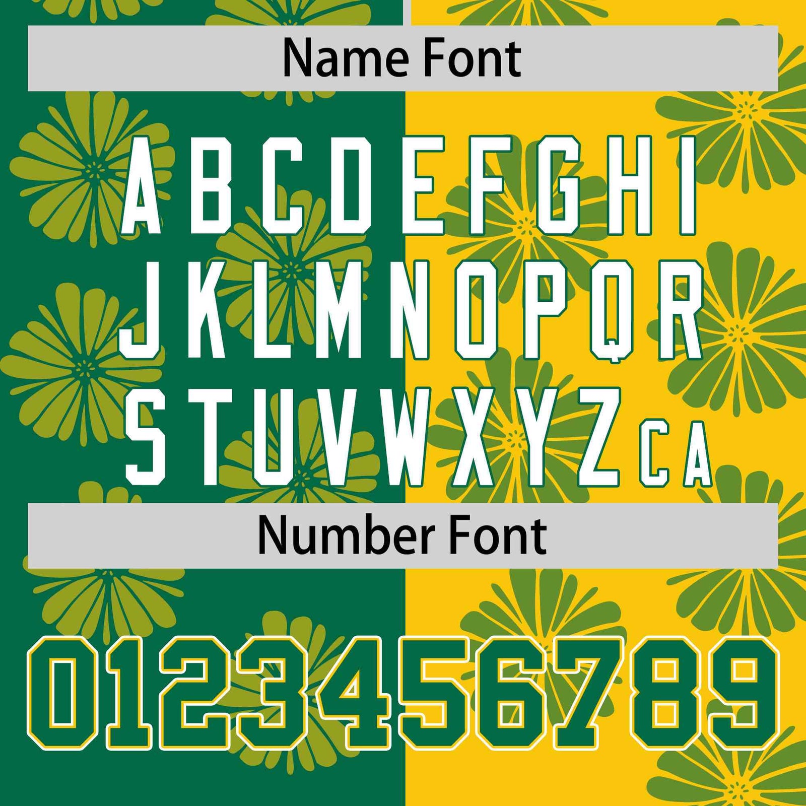 Custom Kelly Green Gold Split Fashion Flower Graffiti Pattern Authentic Baseball Jersey