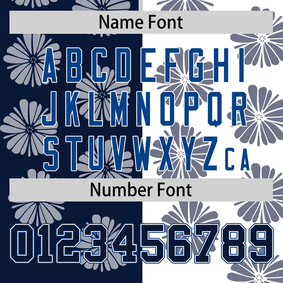 Custom Navy White Split Fashion Flower Graffiti Pattern Authentic Baseball Jersey