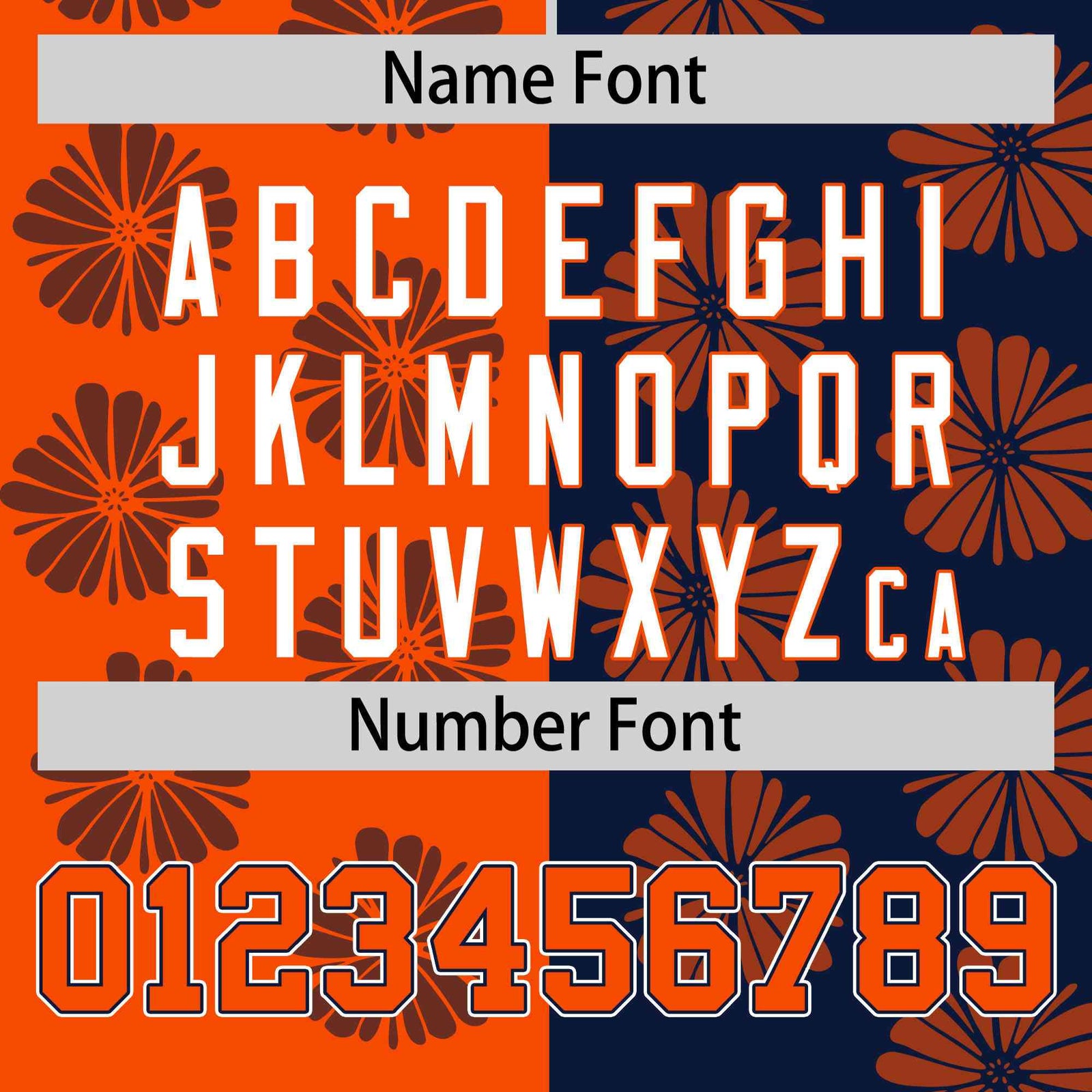 Custom Orange Navy Split Fashion Flower Graffiti Pattern Authentic Baseball Jersey