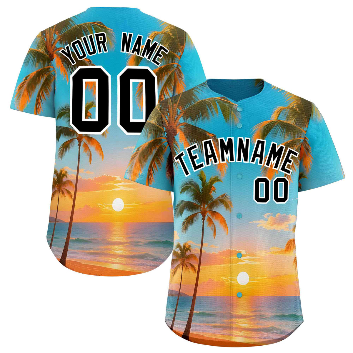Personalized Multicolor Palm Tree Hawaiian Style Authentic Baseball Jersey
