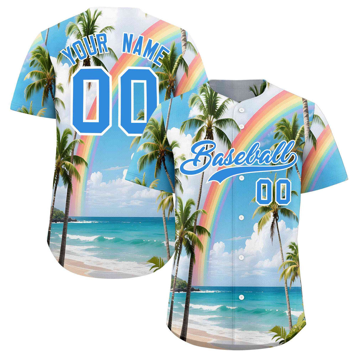 Personalized Multicolor Palm Tree Hawaiian Style Authentic Baseball Jersey