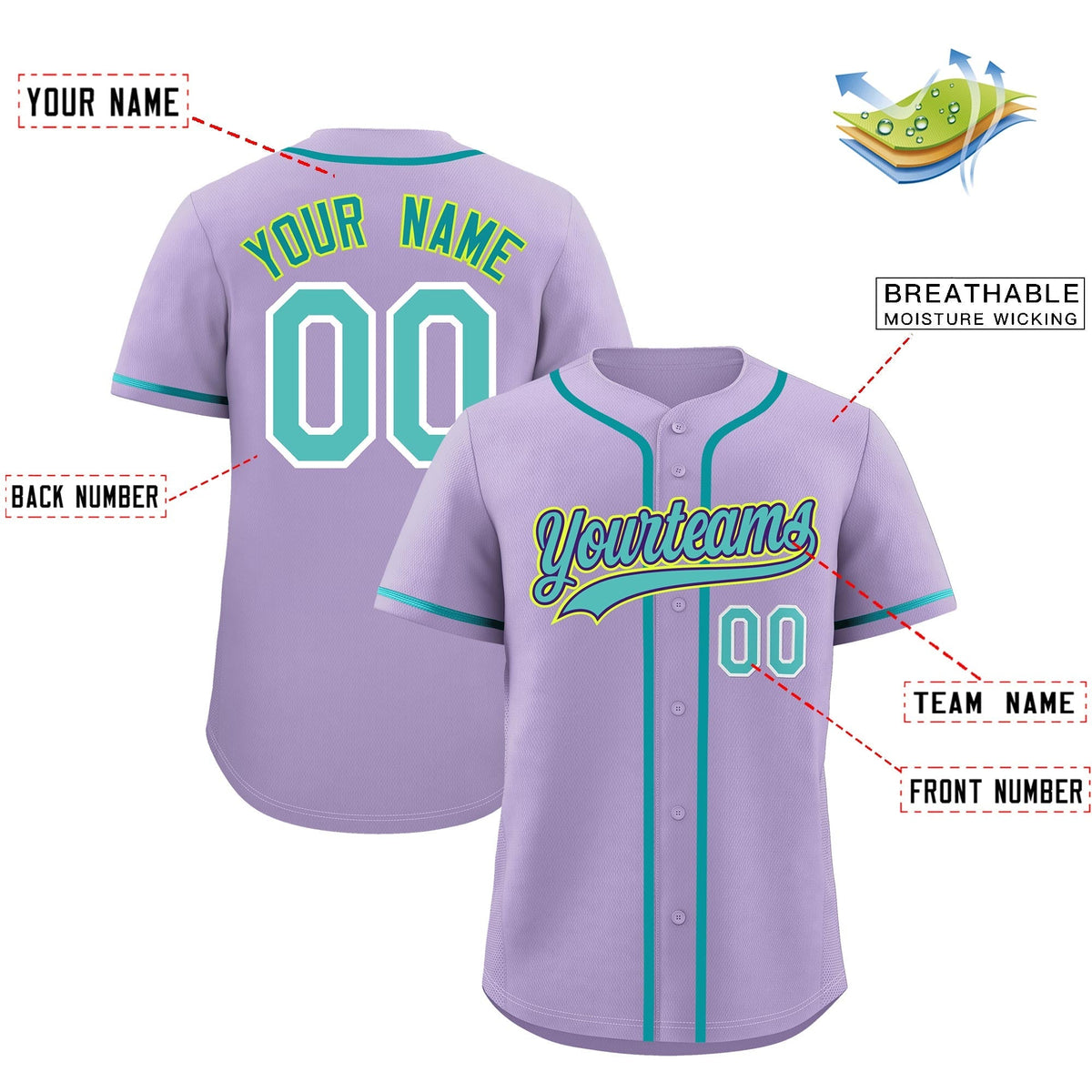 Custom Light Purple Classic Style Stitched Sports Uniform Personalized For Teams Quick Dry Baseball Jersey| KXKSHOP