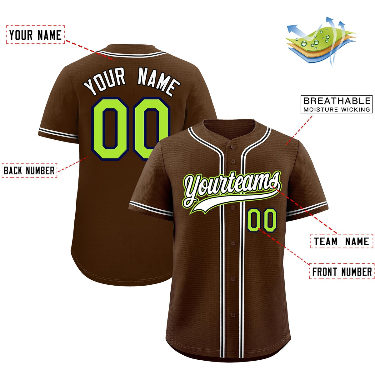 Custom Brown Classic Style Stitched Sports Uniform Personalized For Teams Lightweight Baseball Jersey| KXKSHOP