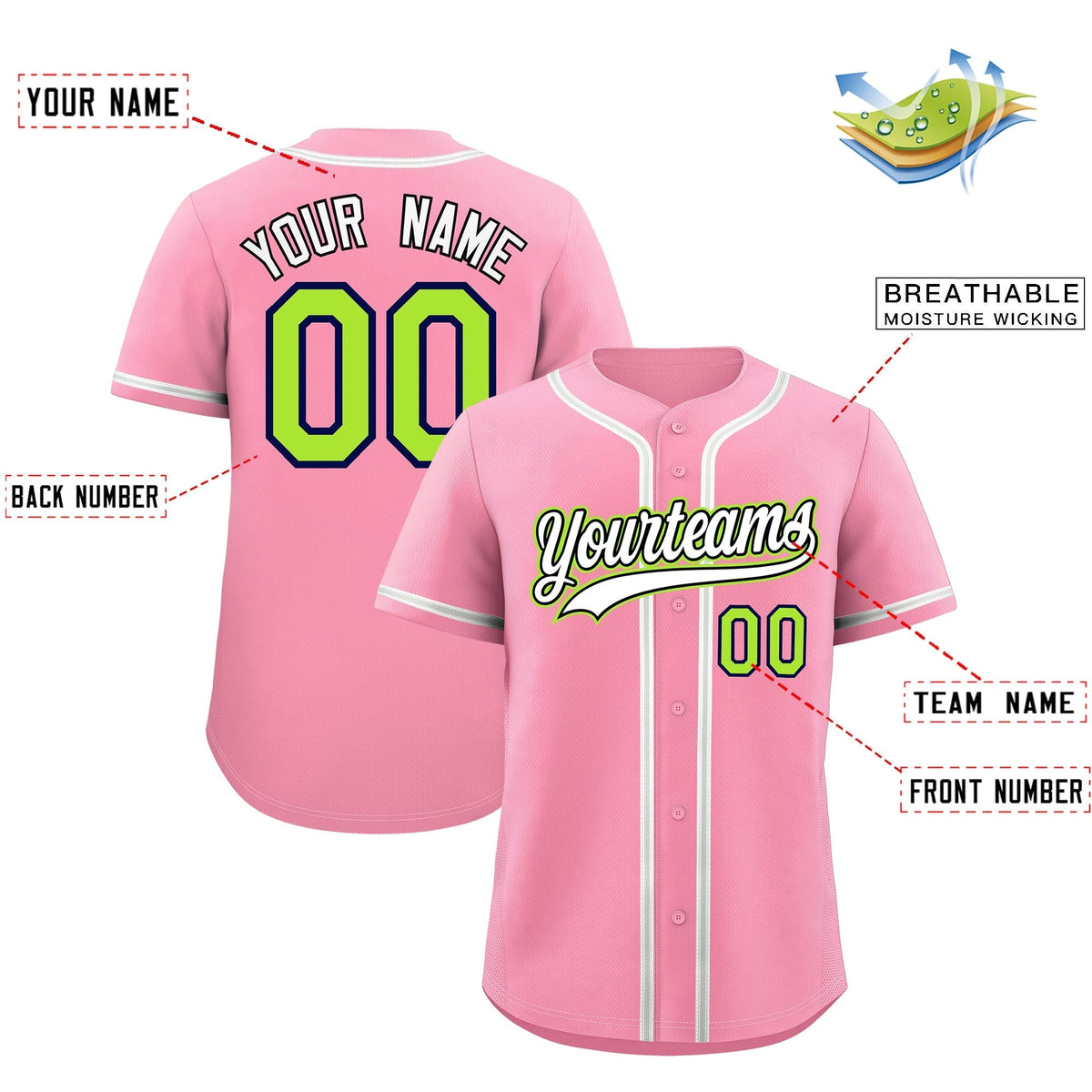 Custom Light Pink Classic Style Stitched Sports Uniform Personalized For Teams Quick Dry Baseball Jersey| KXKSHOP