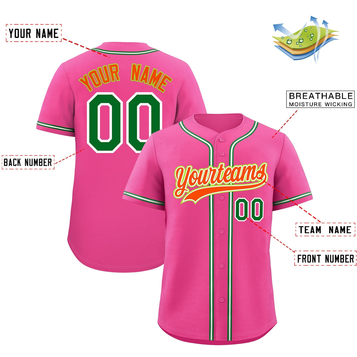 Custom Pink Classic Style Stitched Sports Uniform Personalized For Teams Lightweight Baseball Jersey| KXKSHOP