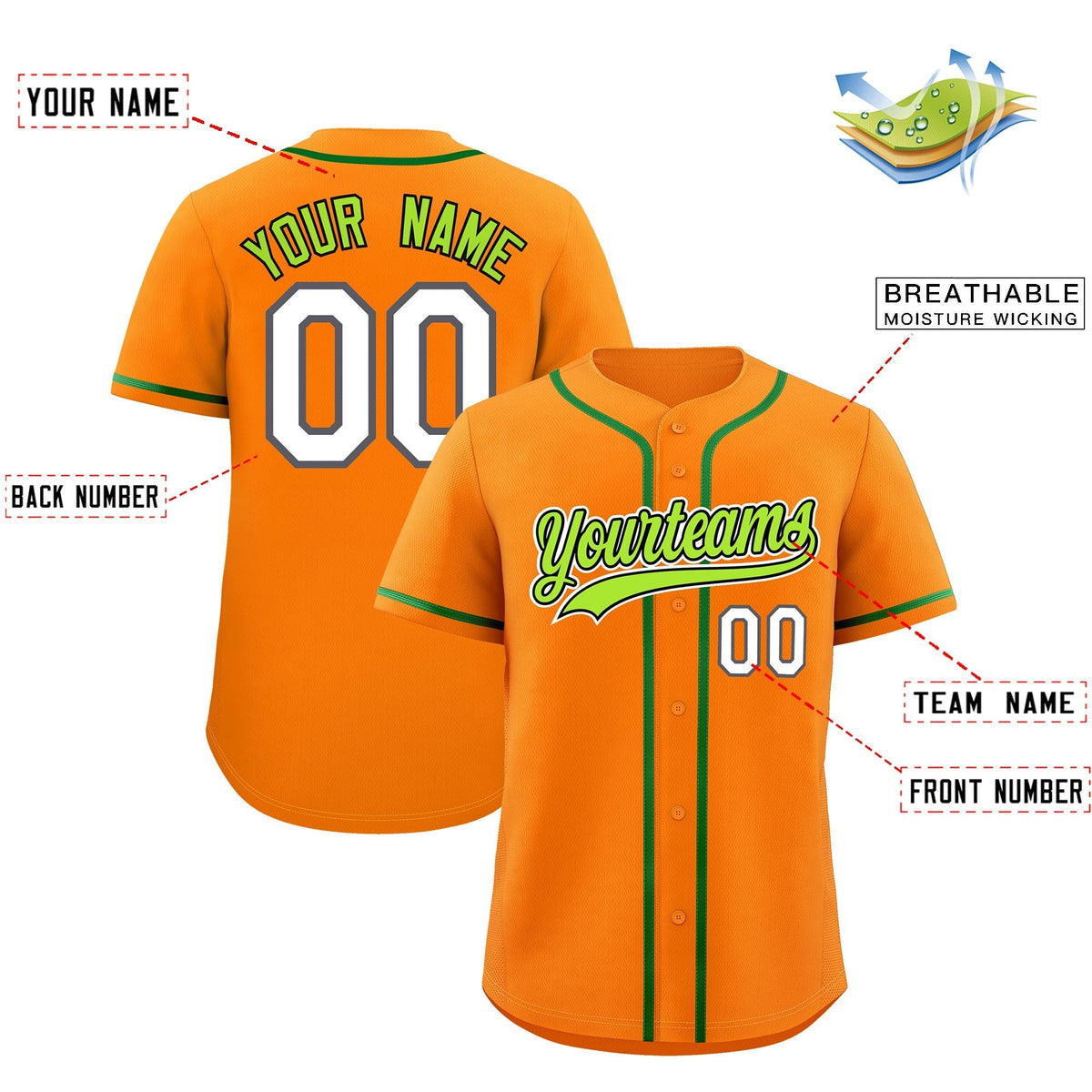 Custom Orange Classic Style Stitched Sports Uniform Personalized For Teams Lightweight Baseball Jersey| KXKSHOP