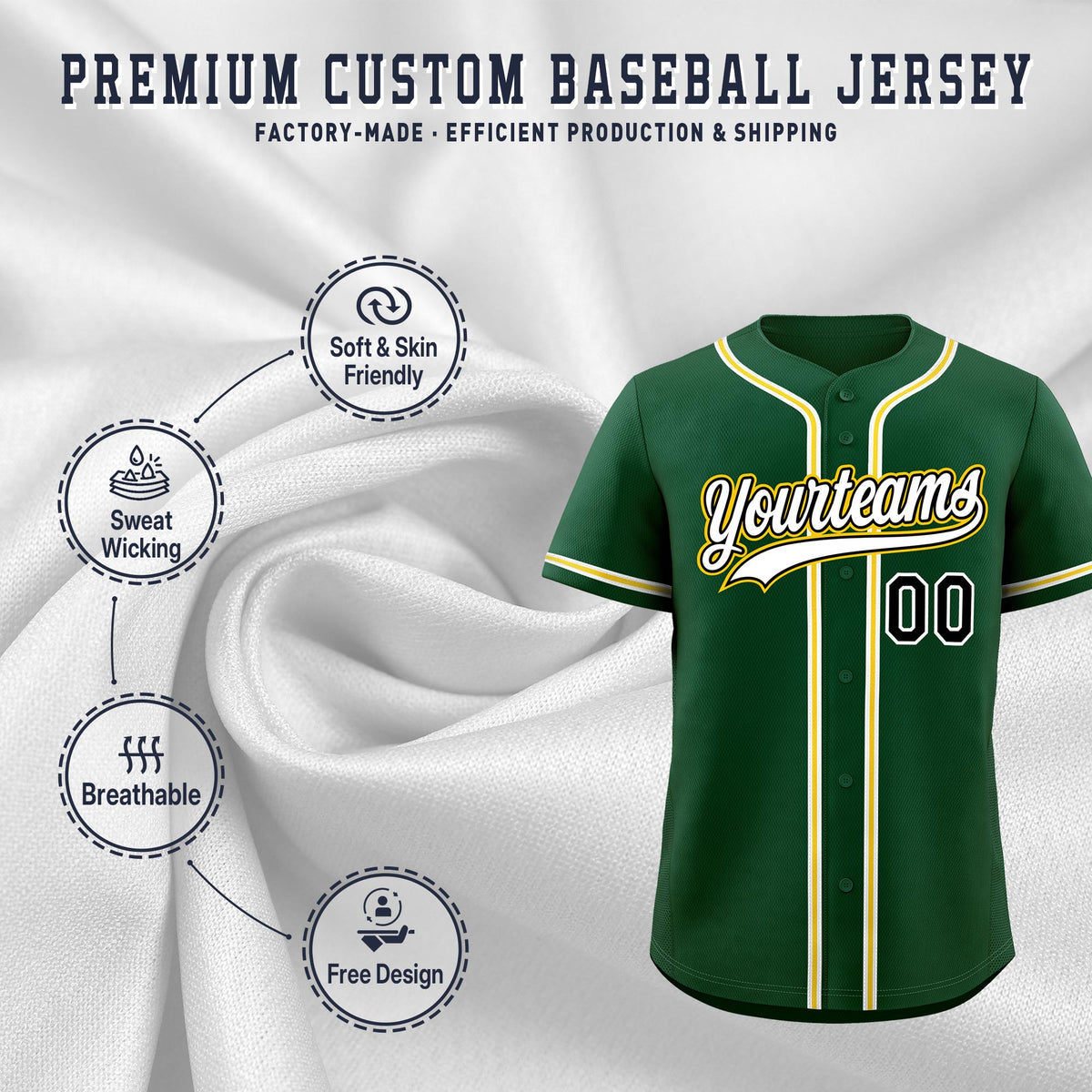 Custom Green Classic Style Stitched Sports Uniform Personalized For Teams Quick Dry Baseball Jersey| KXKSHOP