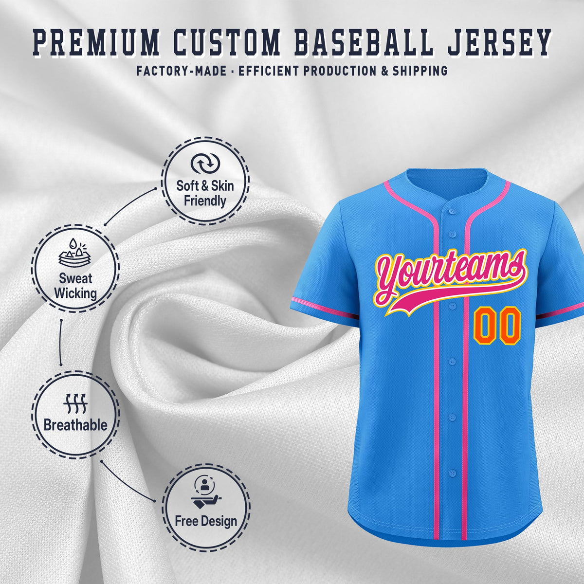 Custom Light Blue Classic Style Stitched Sports Uniform Personalized For Teams Lightweight Baseball Jersey| KXKSHOP