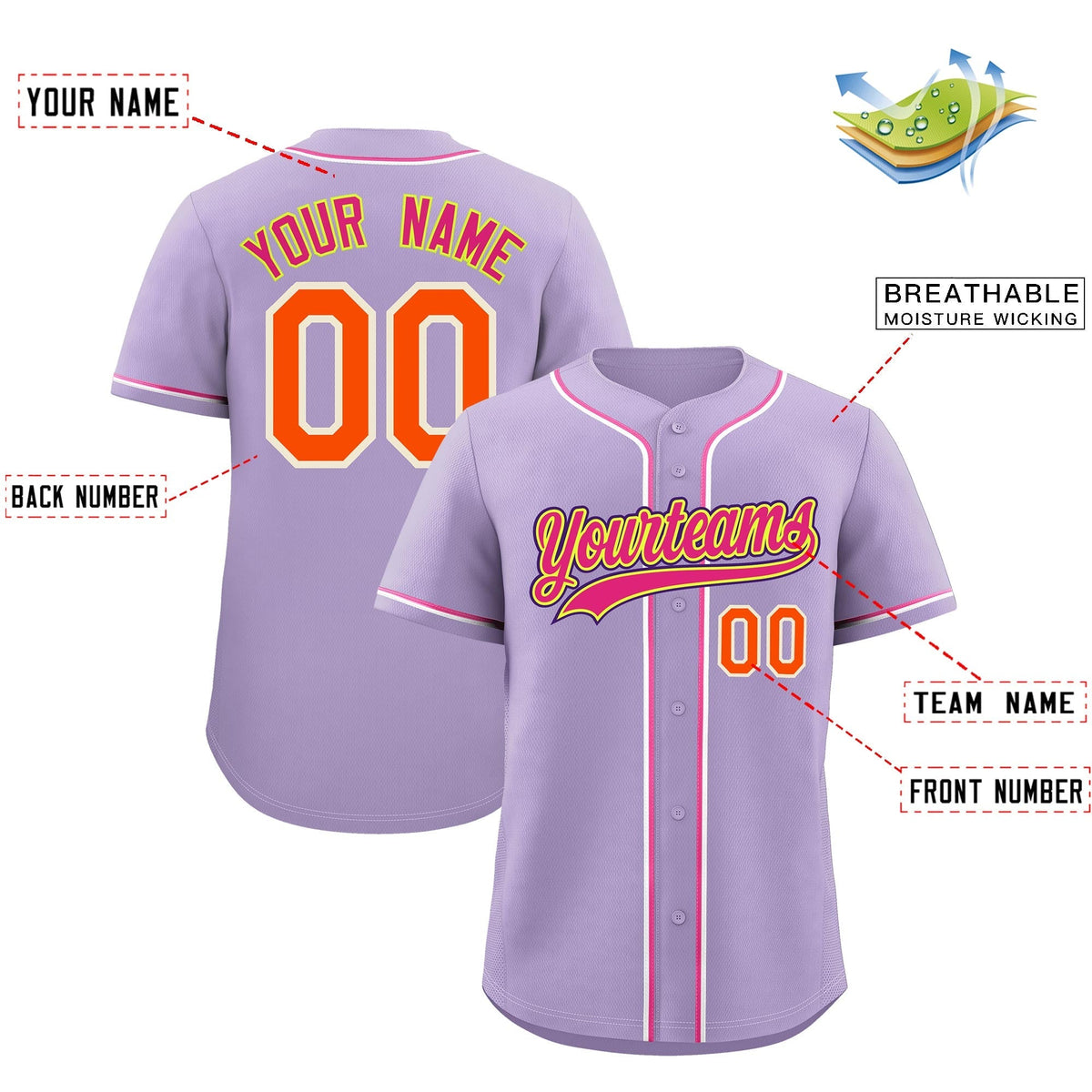 Custom Light Purple Classic Style Stitched Sports Uniform Personalized For Teams Lightweight Baseball Jersey| KXKSHOP