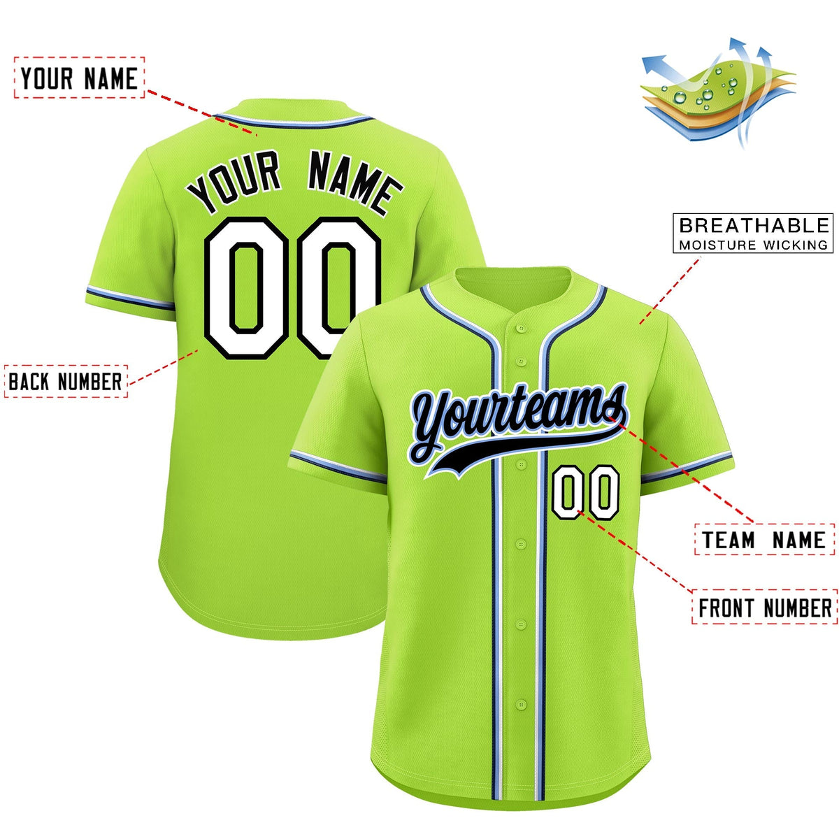 Custom Neon Green Classic Style Stitched Sports Uniform Personalized For Teams Lightweight Baseball Jersey| KXKSHOP