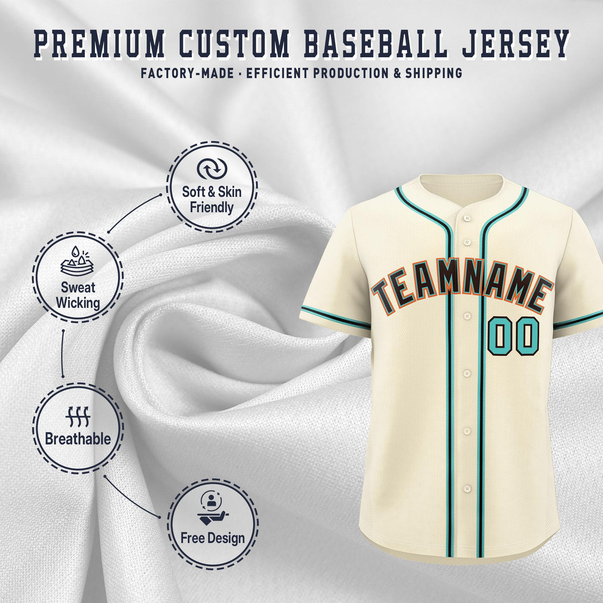 Custom Cream Classic Style Stitched Sports Uniform Personalized For Teams Quick Dry Baseball Jersey| KXKSHOP