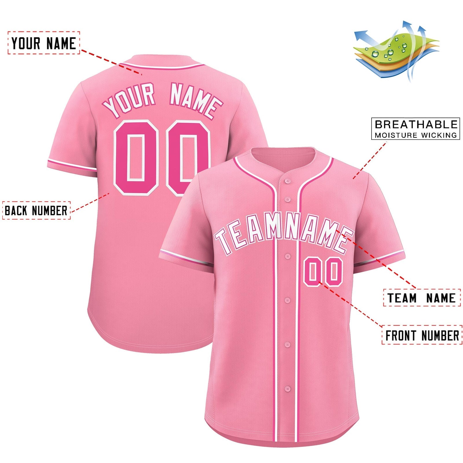 Custom Light Pink Classic Style Stitched Sports Uniform Personalized For Teams Quick Dry Baseball Jersey| KXKSHOP