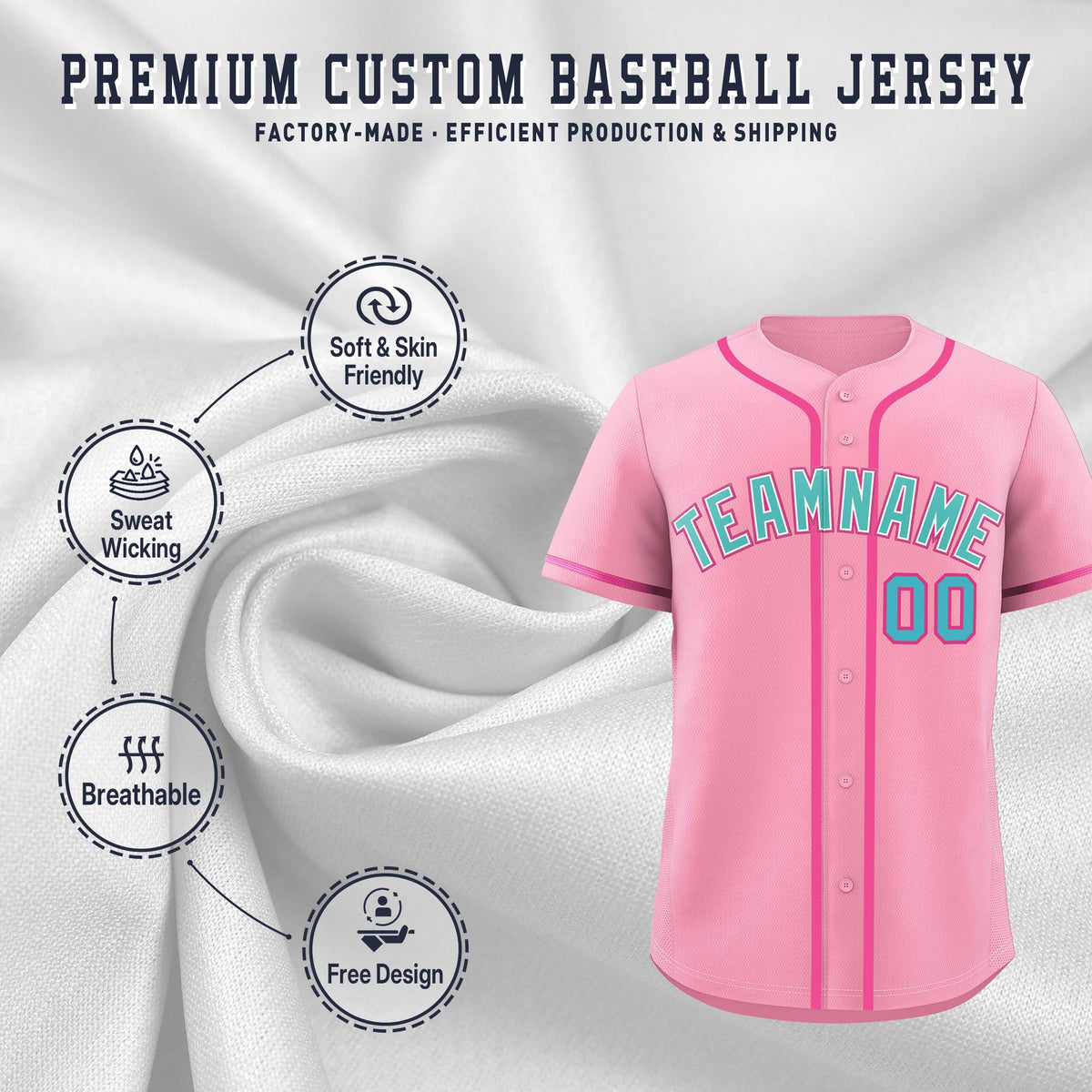 Custom Light Pink Classic Style Stitched Sports Uniform Personalized For Teams Lightweight Baseball Jersey| KXKSHOP