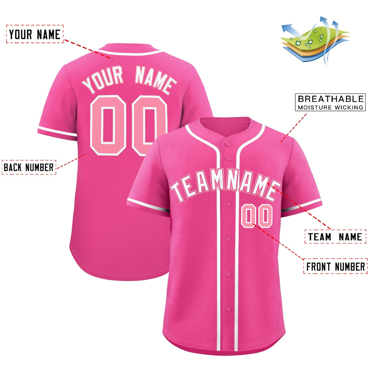 Custom Pink Classic Style Stitched Sports Uniform Personalized For Teams Quick Dry Baseball Jersey| KXKSHOP