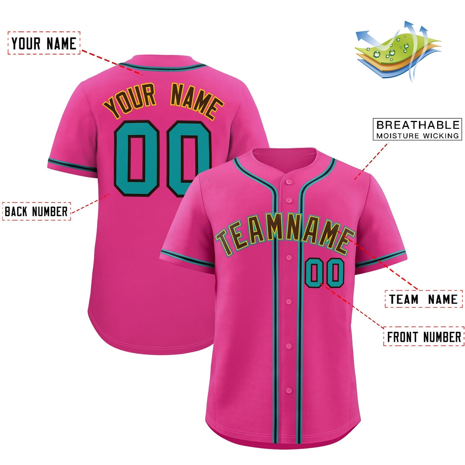 Custom Pink Classic Style Stitched Sports Uniform Personalized For Teams Lightweight Baseball Jersey| KXKSHOP