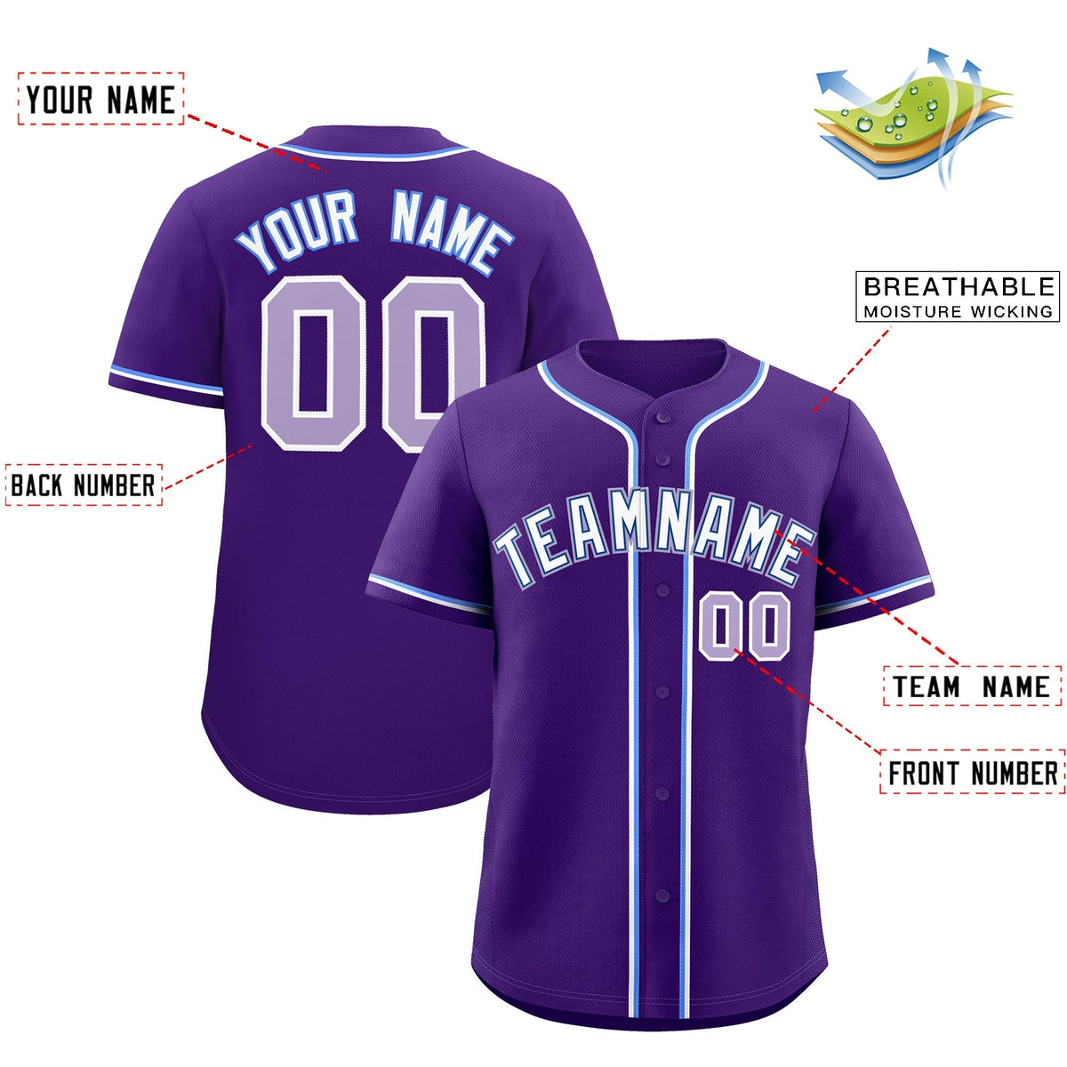 Custom Purple Classic Style Stitched Sports Uniform Personalized For Teams Lightweight Baseball Jersey| KXKSHOP