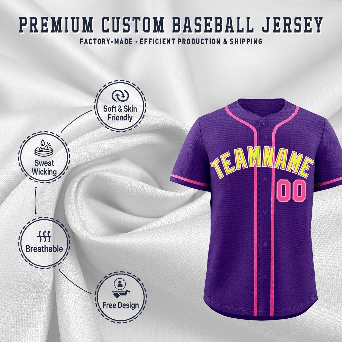 Custom Purple Classic Style Stitched Sports Uniform Personalized For Teams Quick Dry Baseball Jersey| KXKSHOP