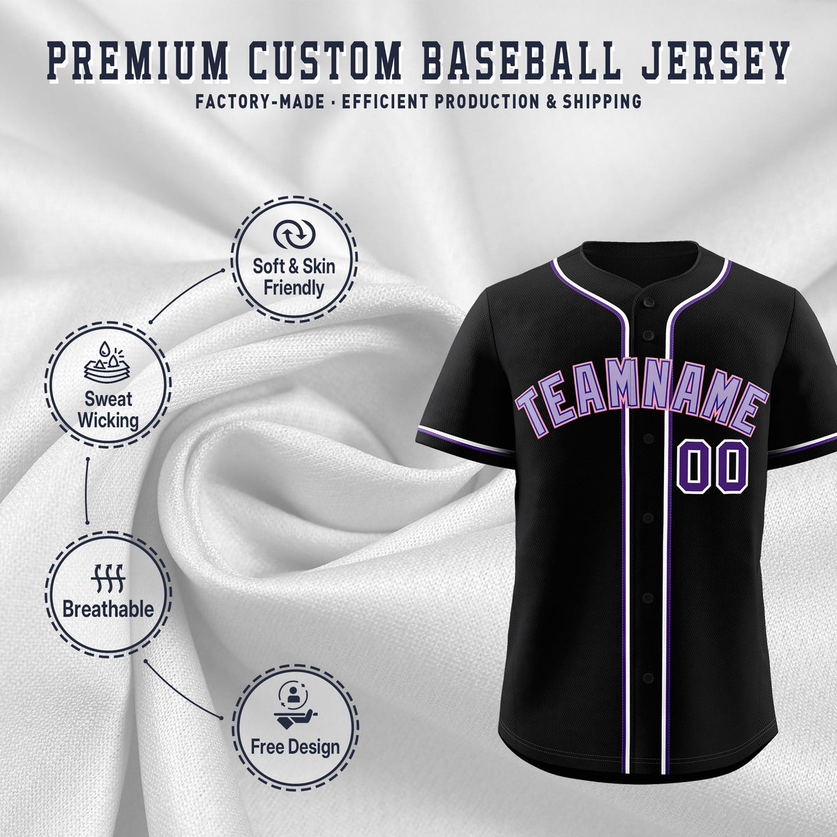 Custom Black Classic Style Stitched Sports Uniform Personalized For Teams Quick Dry Baseball Jersey| KXKSHOP