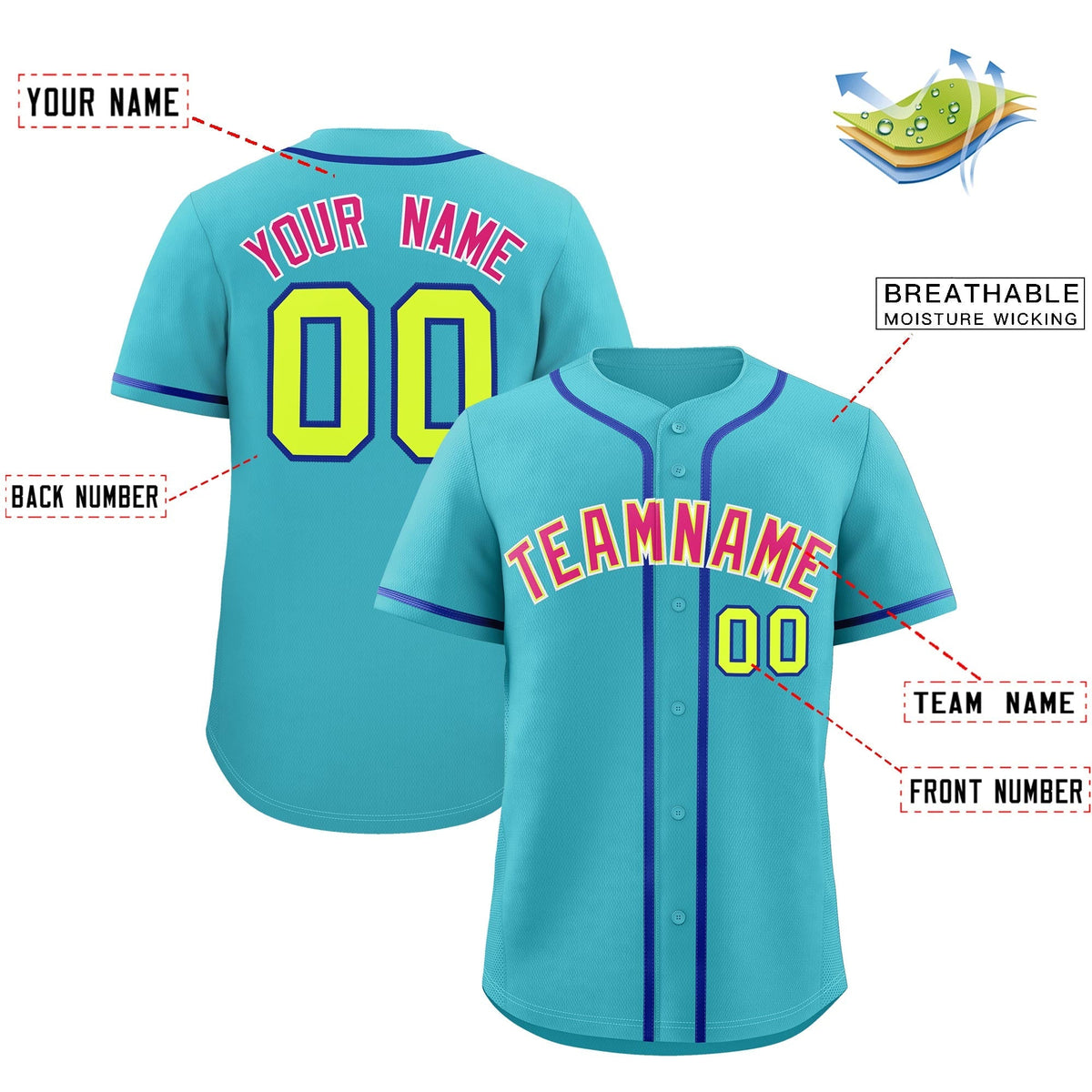 Custom Sky Blue Classic Style Stitched Sports Uniform Personalized For Teams Lightweight Baseball Jersey| KXKSHOP