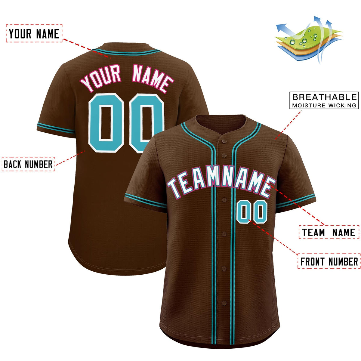 Custom Brown Classic Style Stitched Sports Uniform Personalized For Teams Quick Dry Baseball Jersey| KXKSHOP