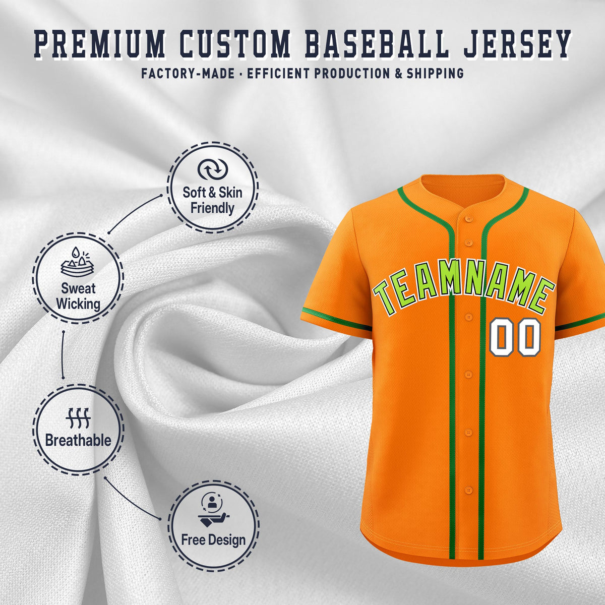 Custom Orange Classic Style Stitched Sports Uniform Personalized For Teams Lightweight Baseball Jersey| KXKSHOP